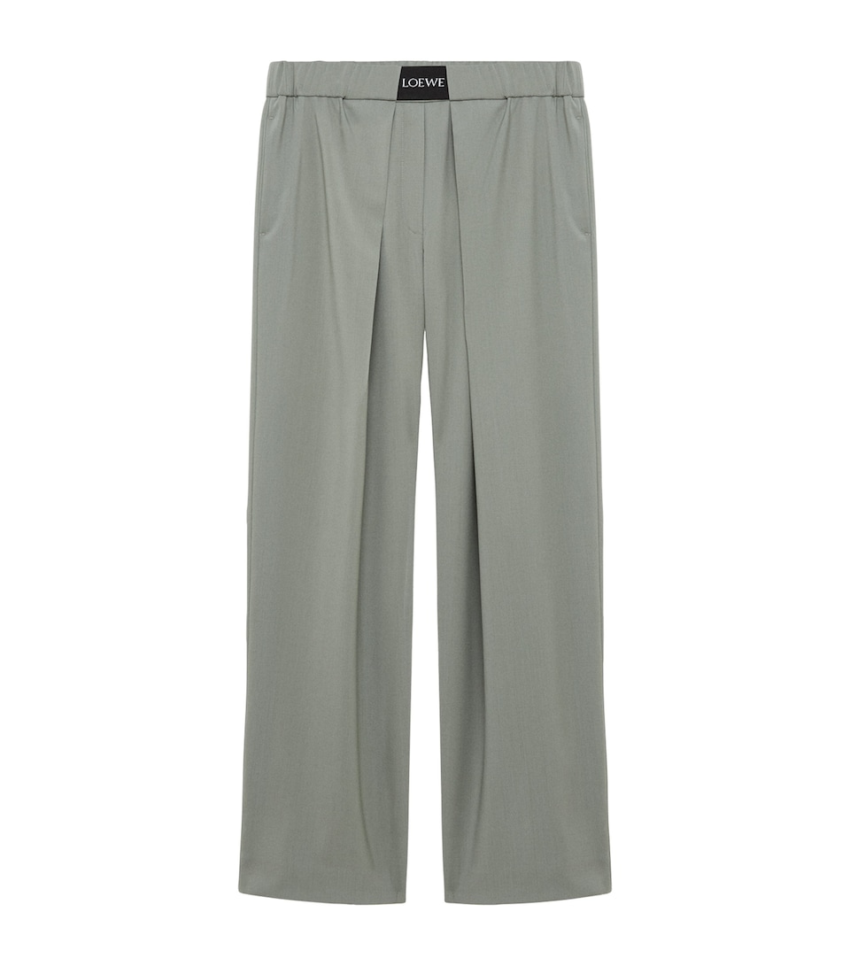 LOEWE Womens Wool-Blend Tailored Trousers Light Sage