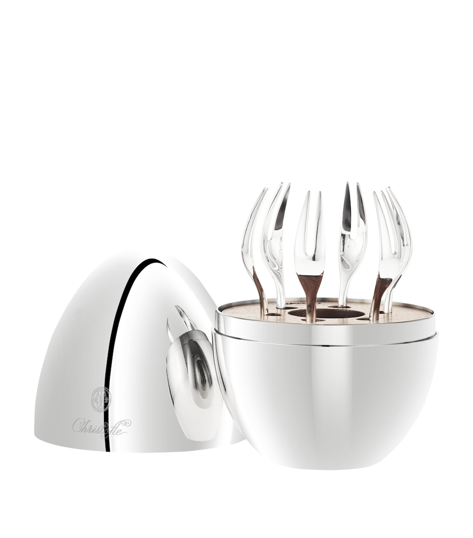 Christofle Mood Yummy 6-Piece Cocktail Fork Canteen Silver