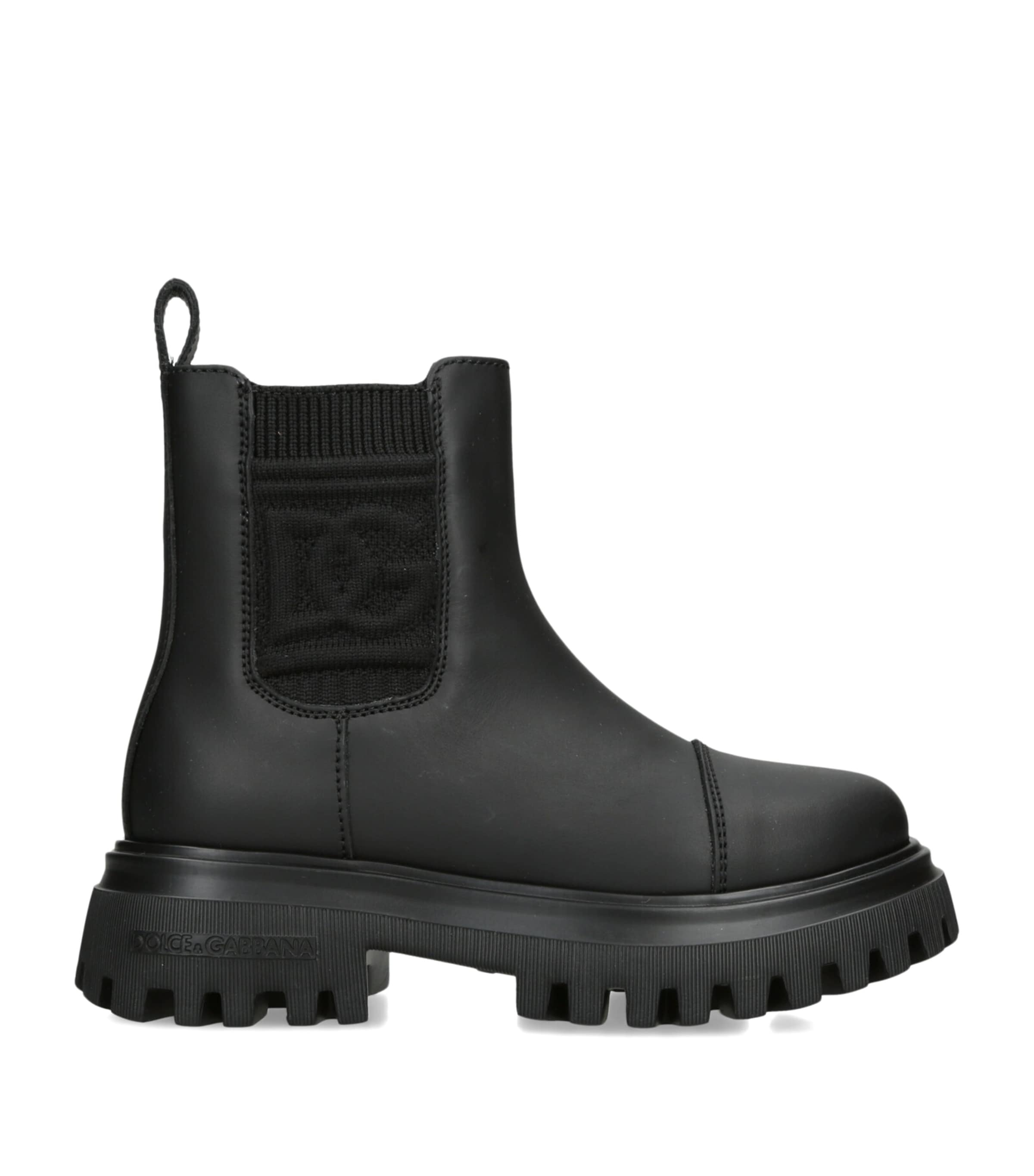 Dolce&Gabbana Kids Leather Chelsea Boots Black