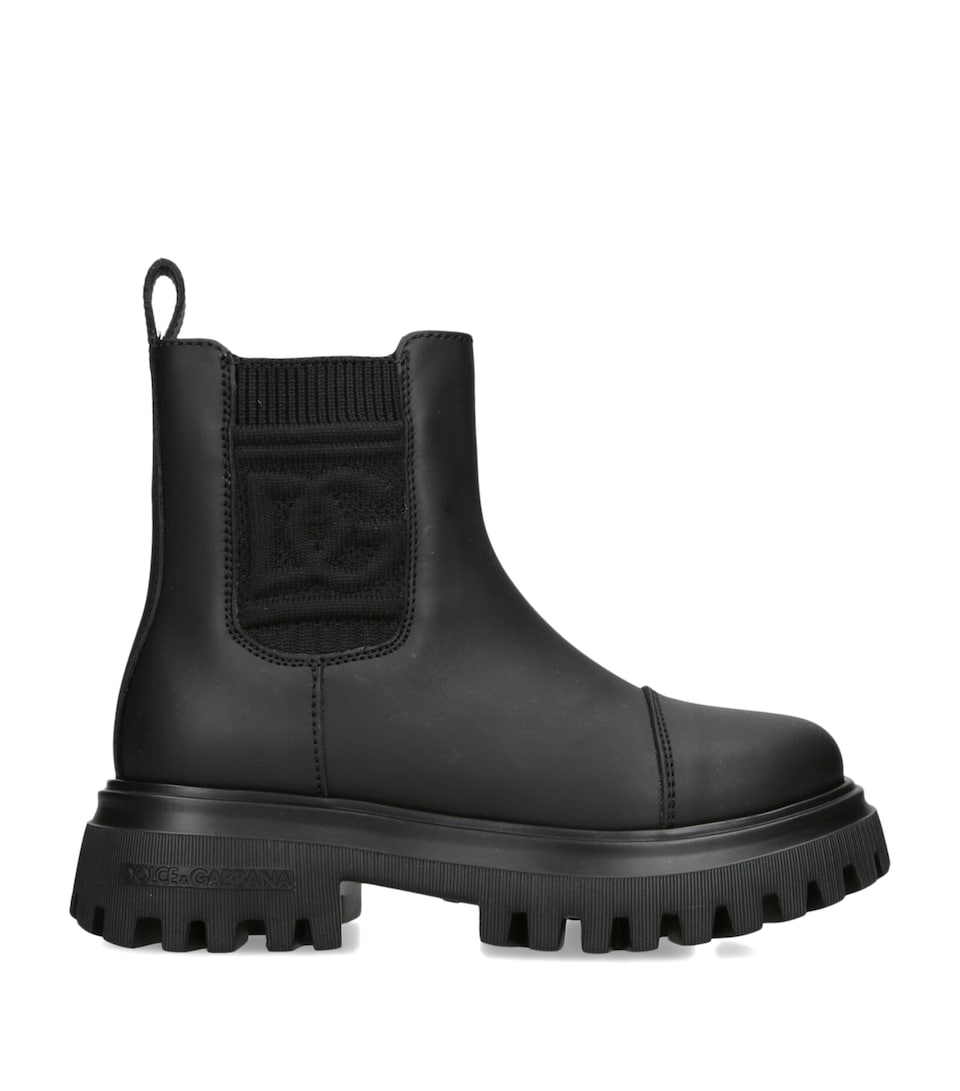 Dolce&Gabbana Kids Leather Chelsea Boots Black