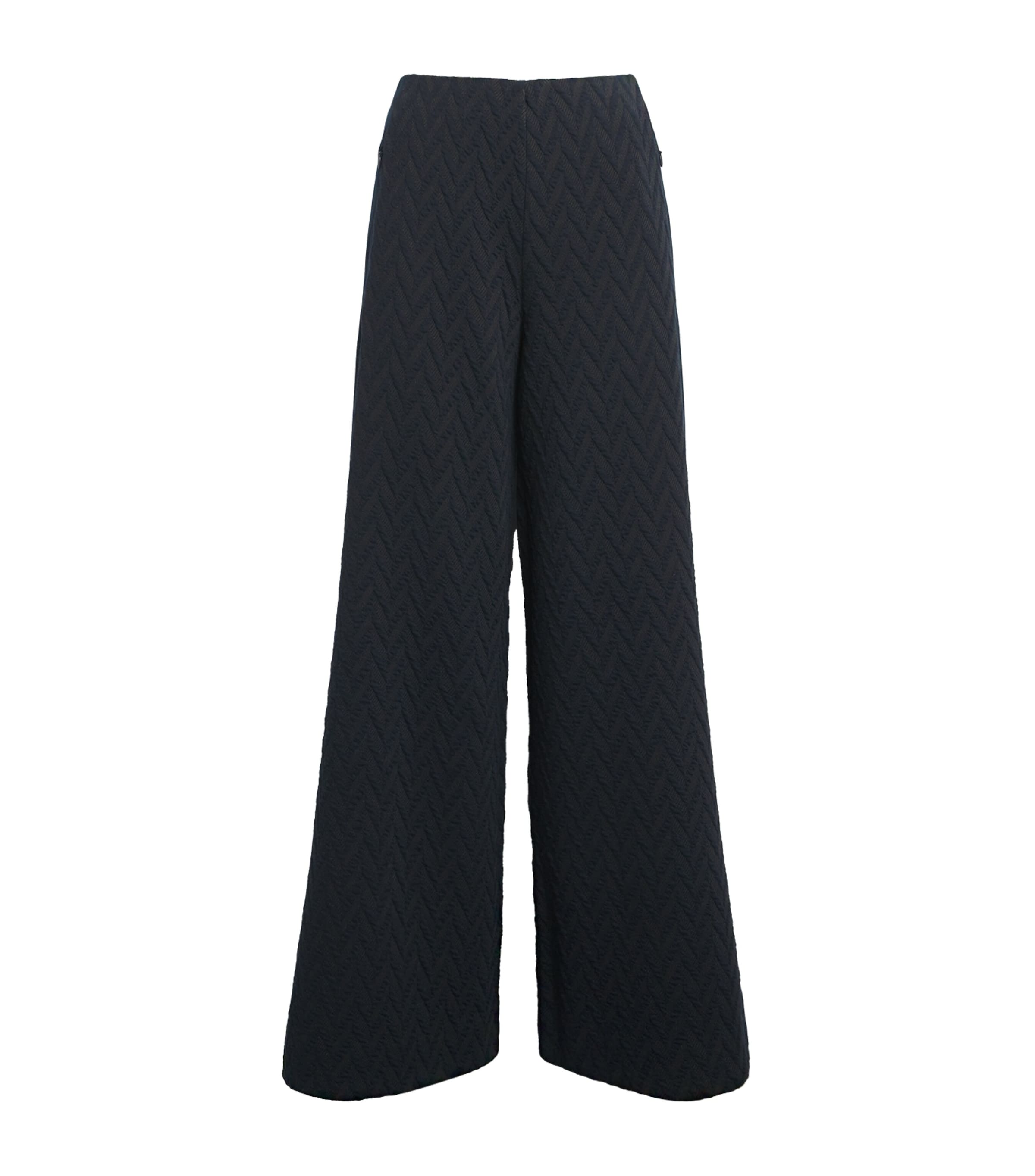 ME+EM Womens Jacquard Wide-Leg Trousers Navy/rich Olive