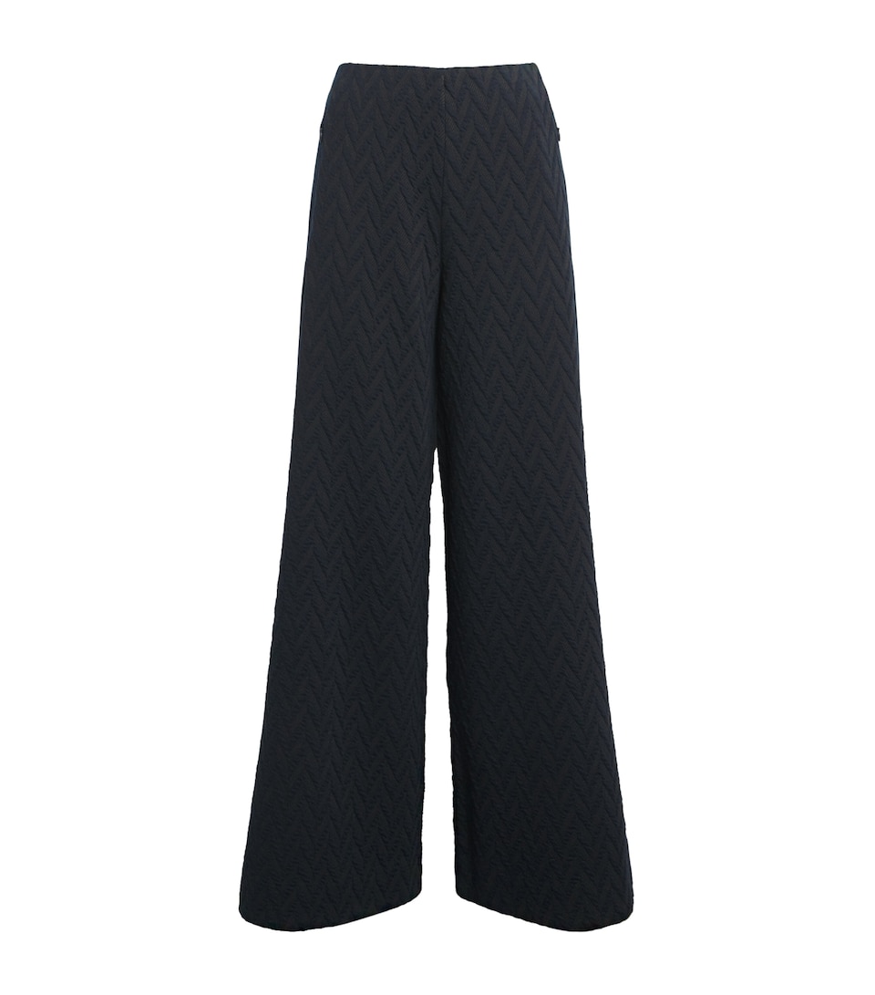 ME+EM Womens Jacquard Wide-Leg Trousers Navy/rich Olive