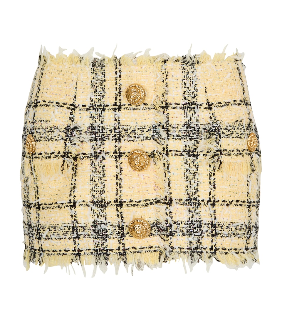 Tweed Sequinned Check Mini Skirt