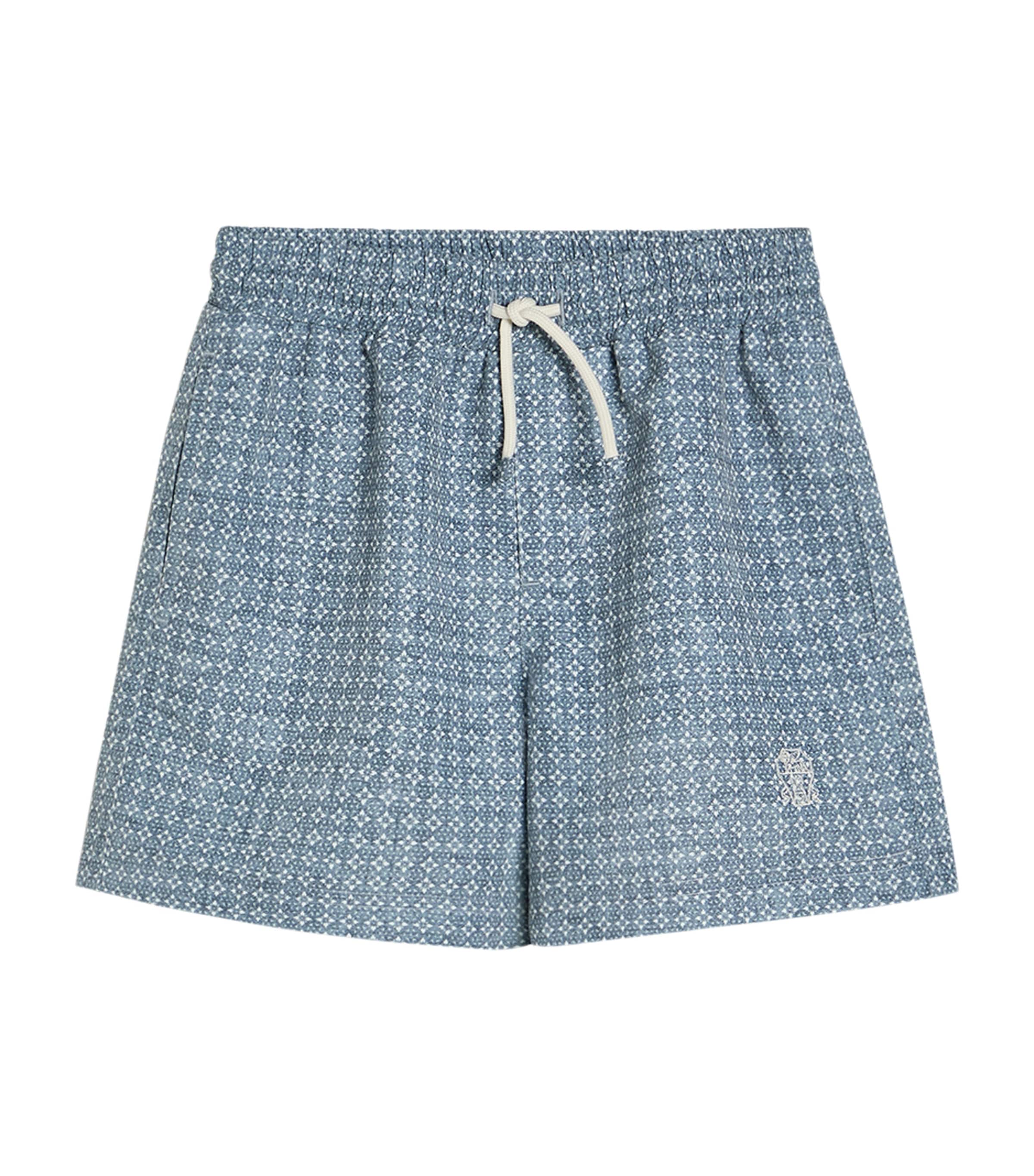 Brunello Cucinelli Kids Printed Embroidered Swim Shorts (4-6 Years)
