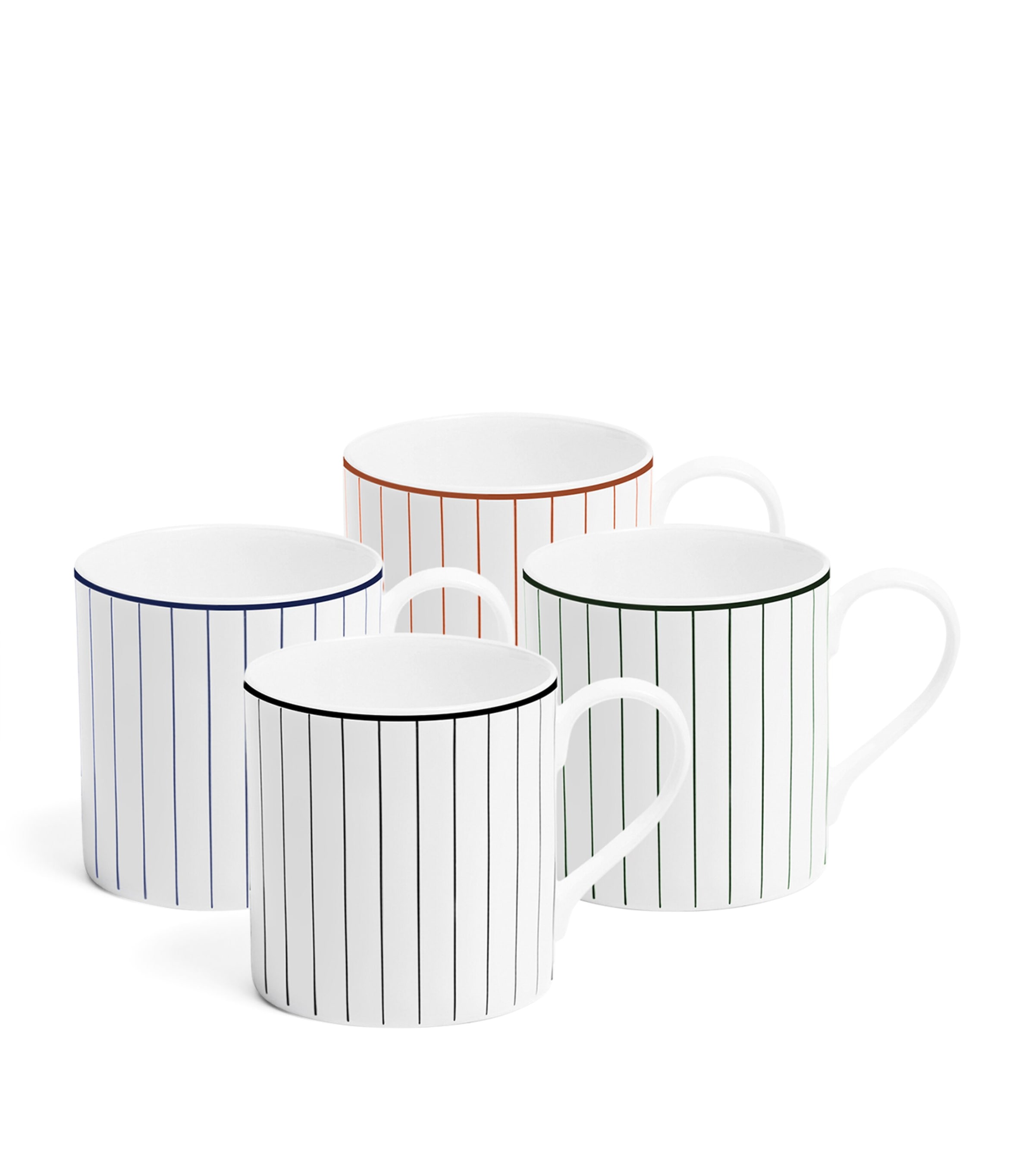 Richard Brendon Large Pinstripe Mugs (Set of 4) Multicolour
