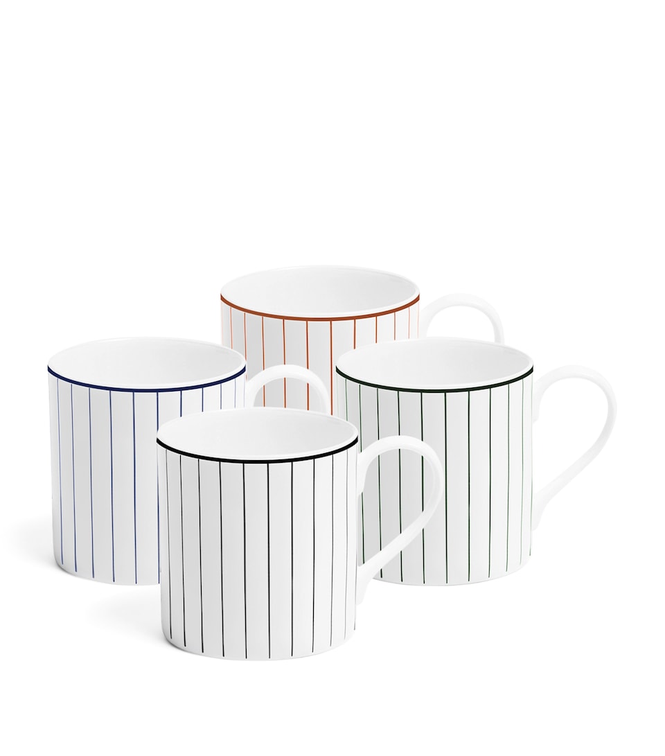 Richard Brendon Large Pinstripe Mugs (Set of 4) Multicolour