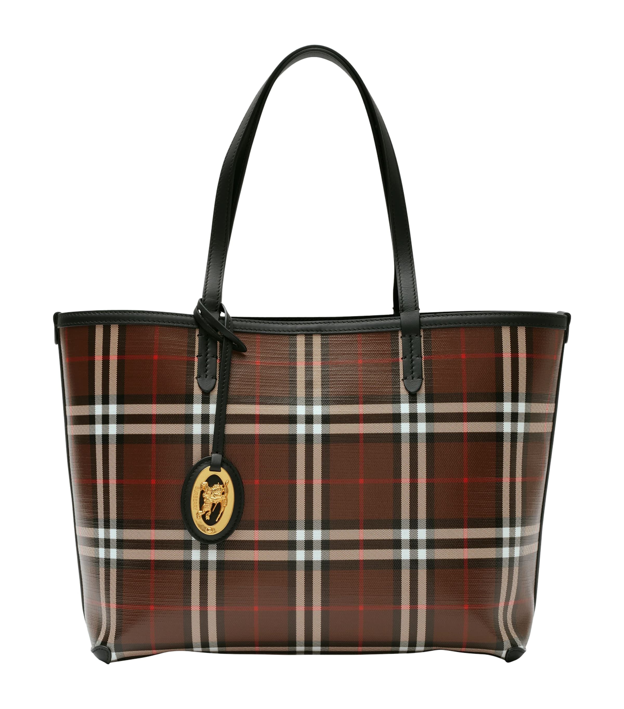 Burberry Small Check Tote Bag Chocolate Brown