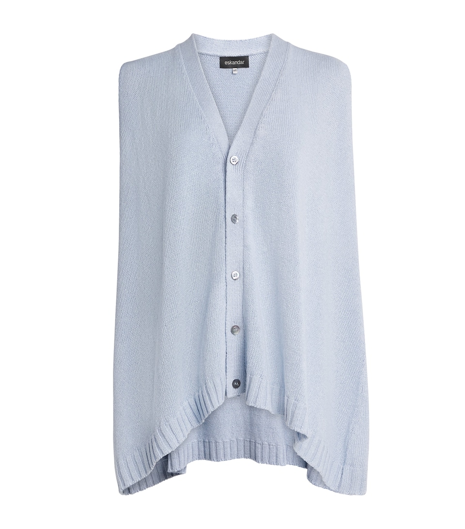 Eskandar Womens Linen-Organic Cotton Sleeveless Cardigan Brgtnbl