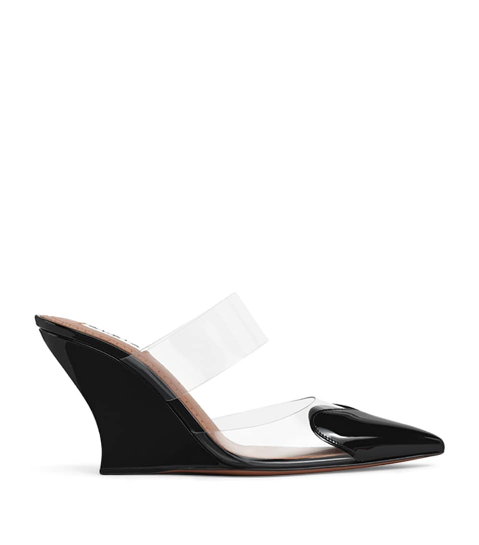 Alaïa Leather-PVC Le Coeur Wedge Mules 90 Noir