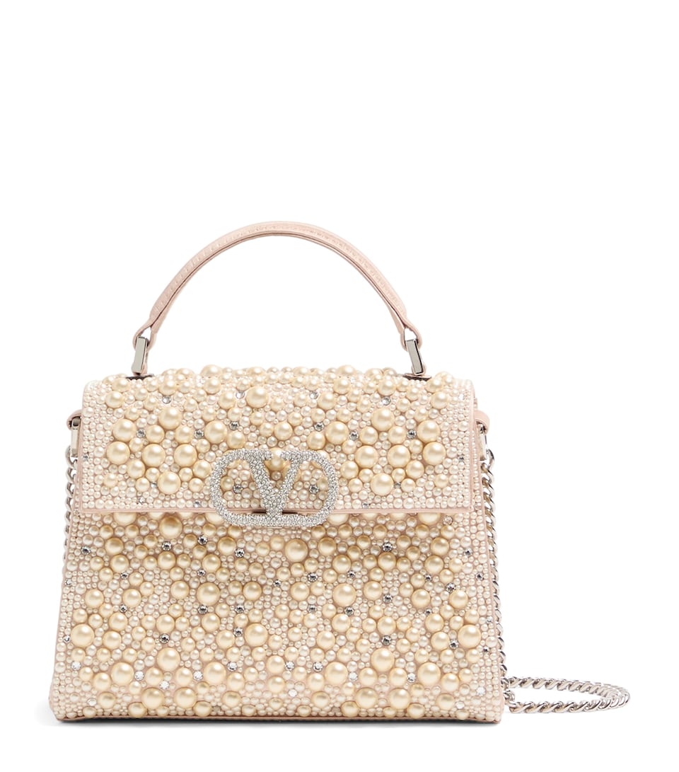 Mini Pearl-Embellished VSLING Top-Handle Bag
