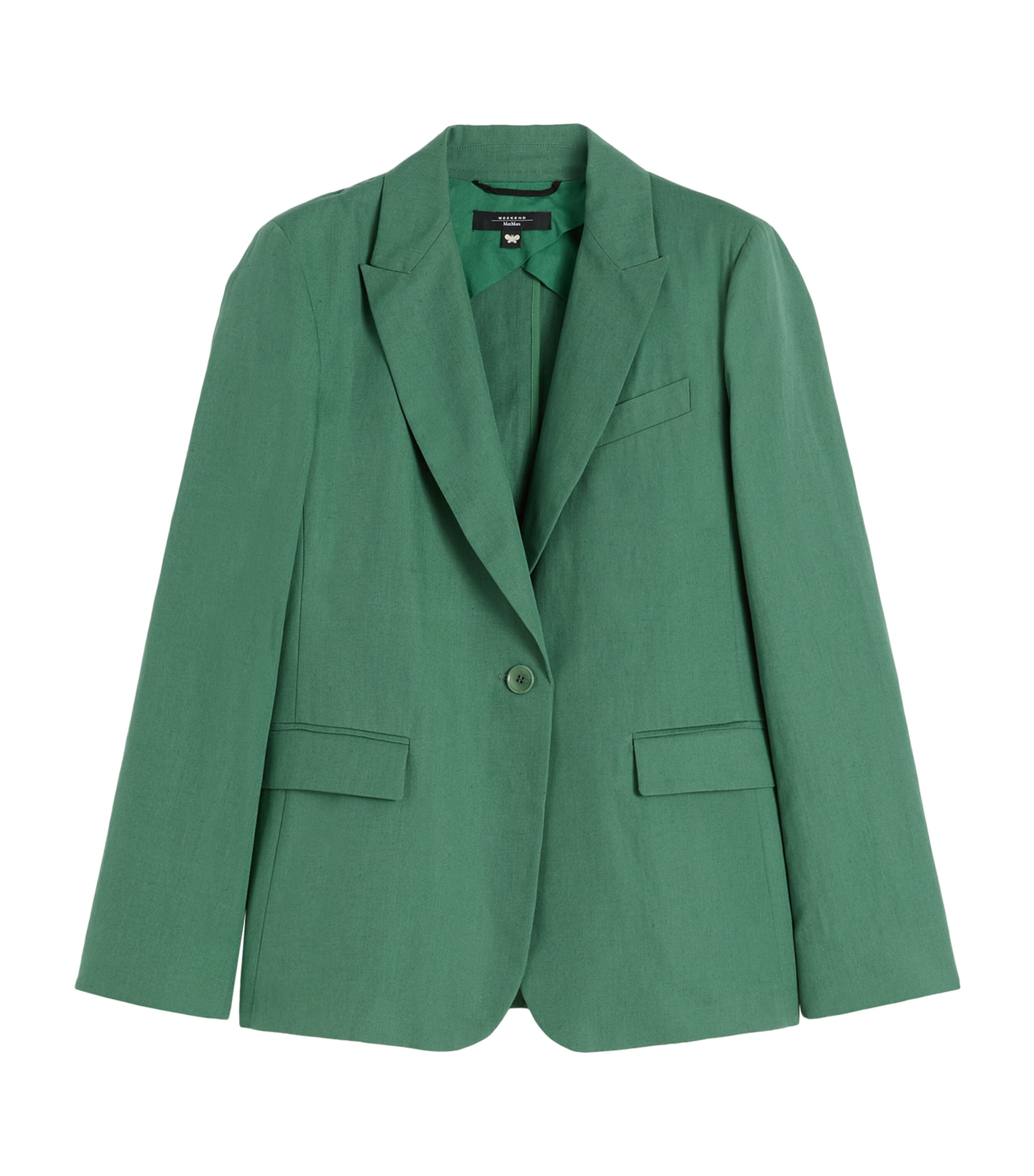 Weekend Max Mara Womens Cotton-Linen Single-Breasted Blazer Green