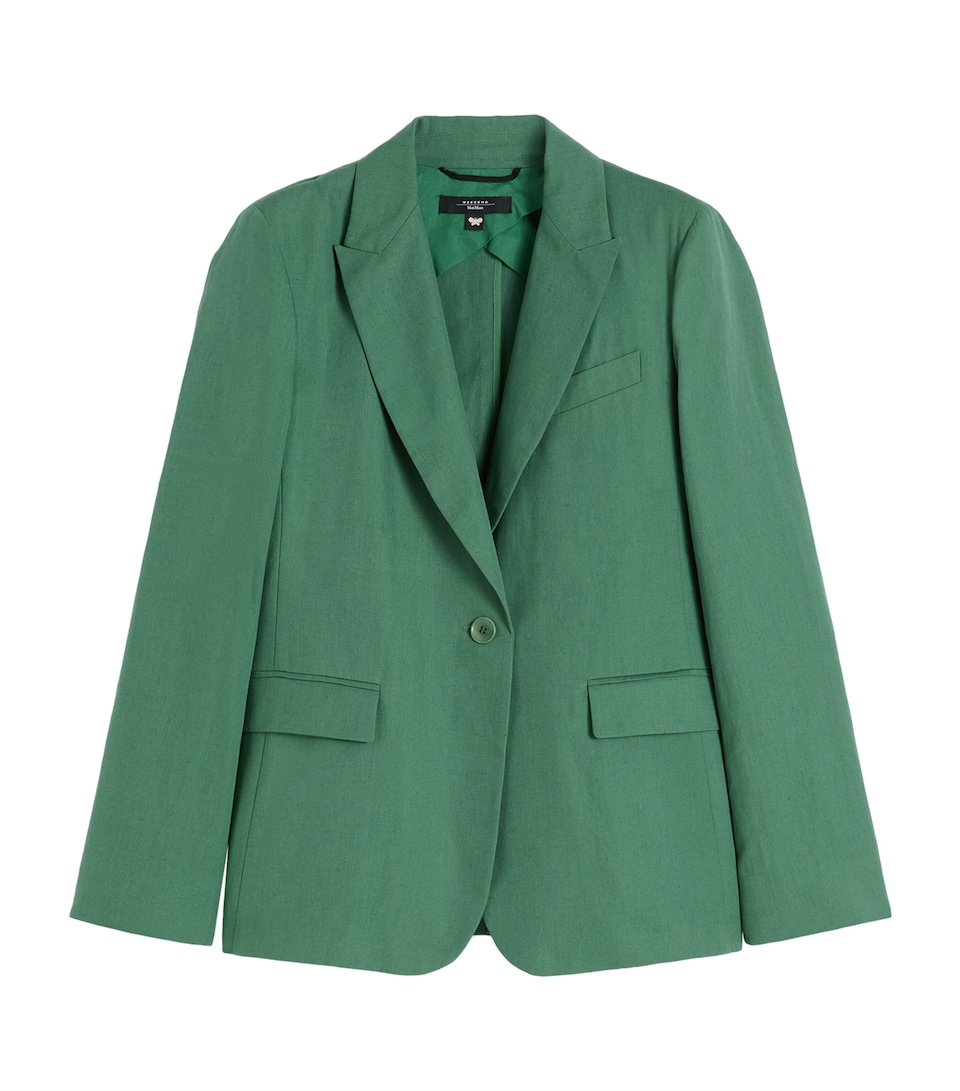 Weekend Max Mara Womens Cotton-Linen Single-Breasted Blazer Green