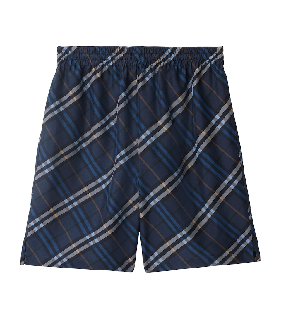 Silk Poplin Check Shorts