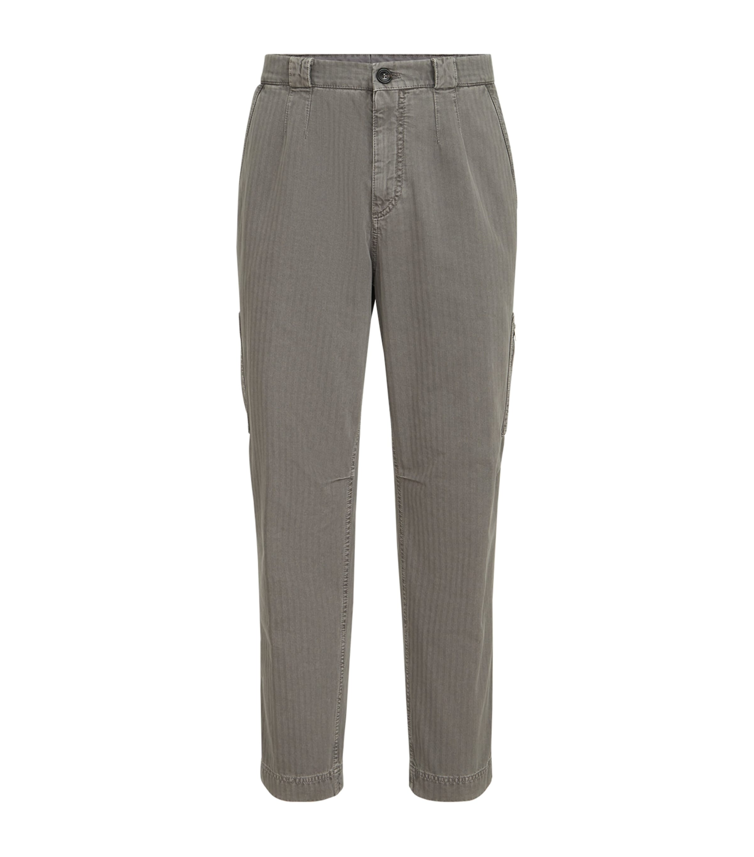 Brunello Cucinelli Mens Cotton Chevron Slim Trousers