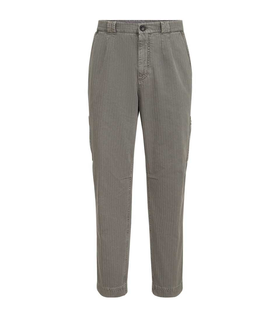 Brunello Cucinelli Mens Cotton Chevron Slim Trousers