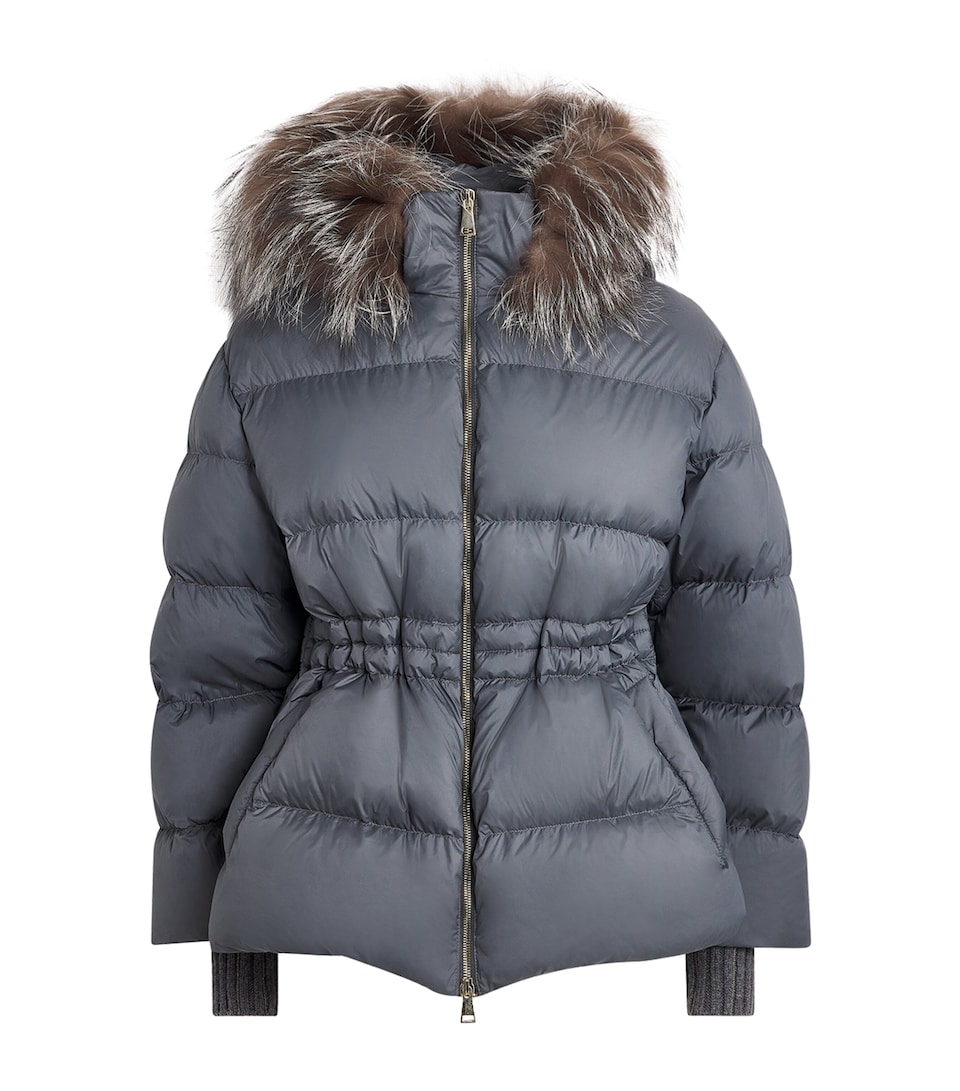 Fox Fur-Trim Puffer Jacket