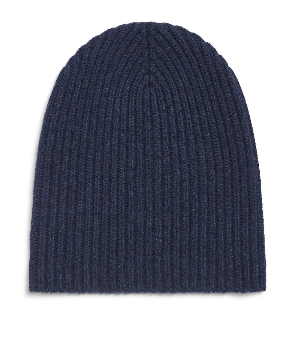Johnstons Of Elgin Cashmere Ribbed Beanie Barra Navy