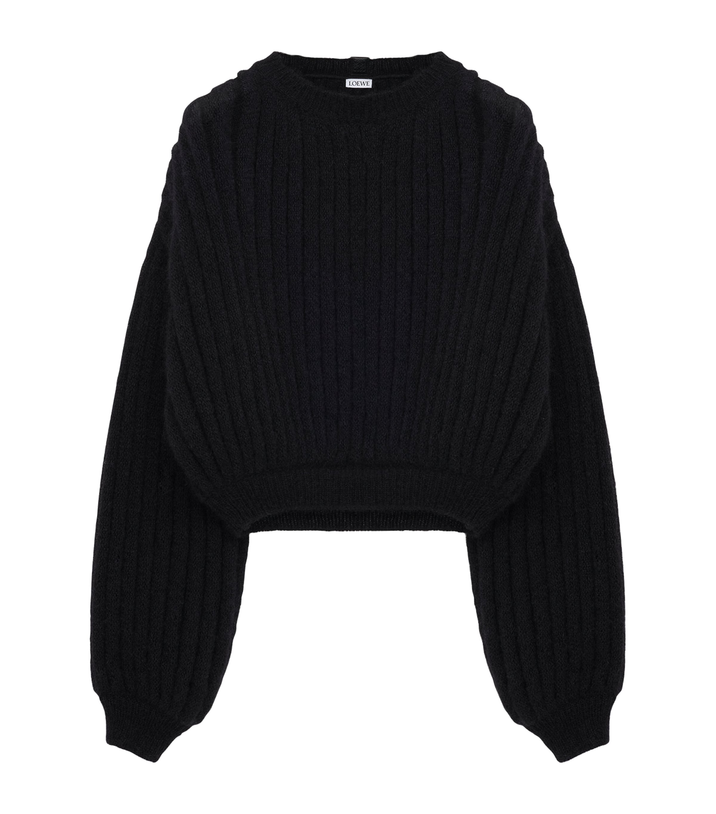 Ribbed Balloon-Sleeve Sweater
