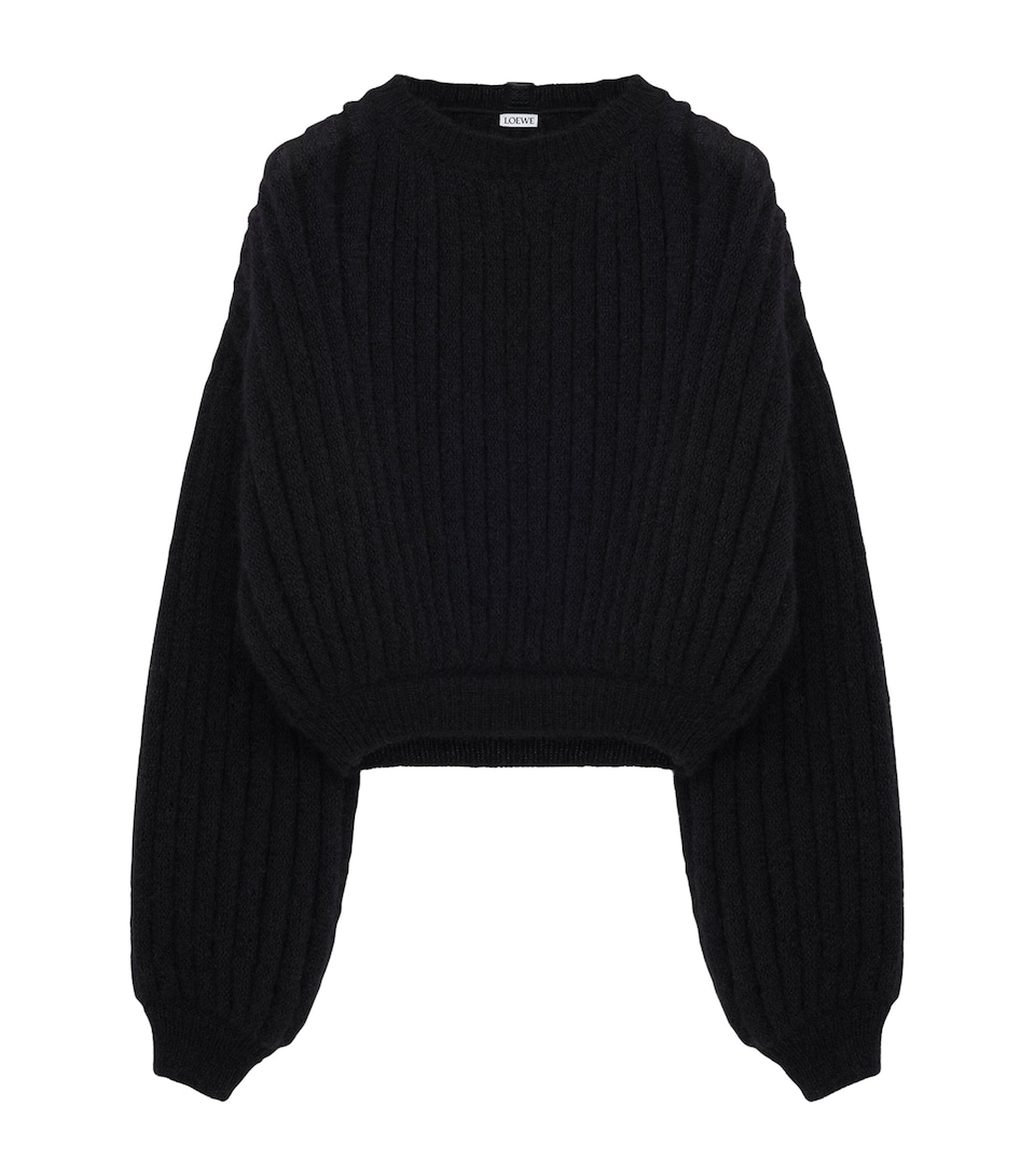 Ribbed Balloon-Sleeve Sweater