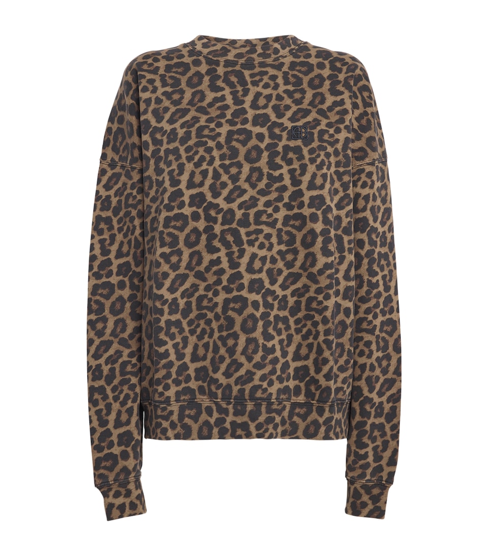 ANINE BING Womens Leopard Print Miles Sweatshirt Leopard