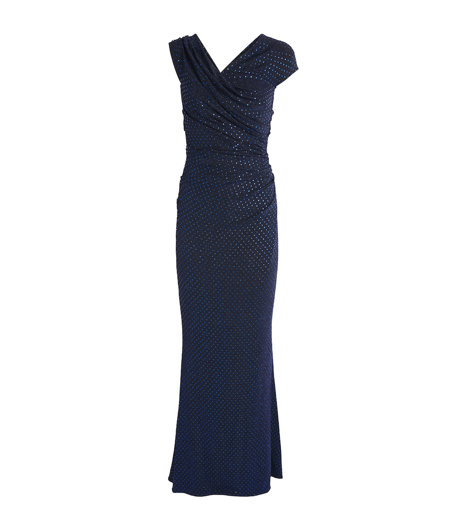 Talbot Runhof Womens Sequin Sleeveless Gown Navy