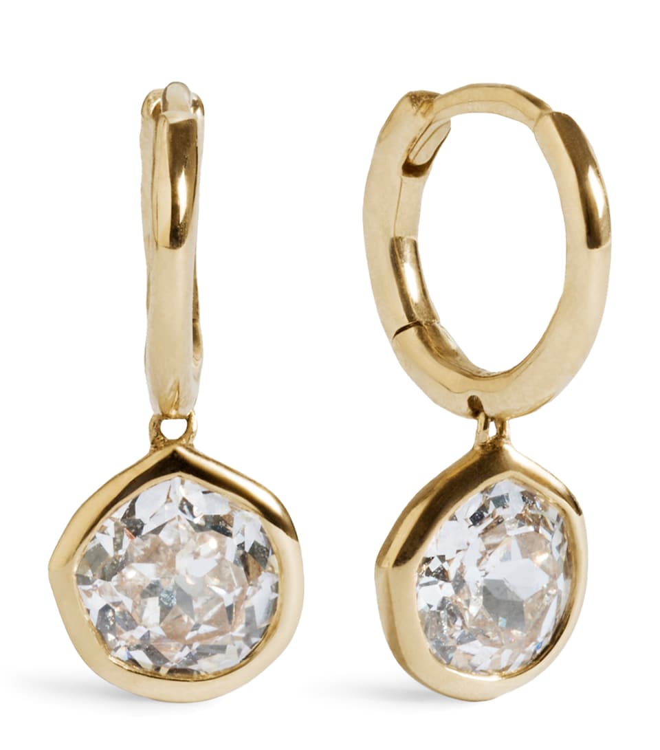 Monica Vinader Yellow Gold and Diamond MV Siren Earrings Gold/diamond