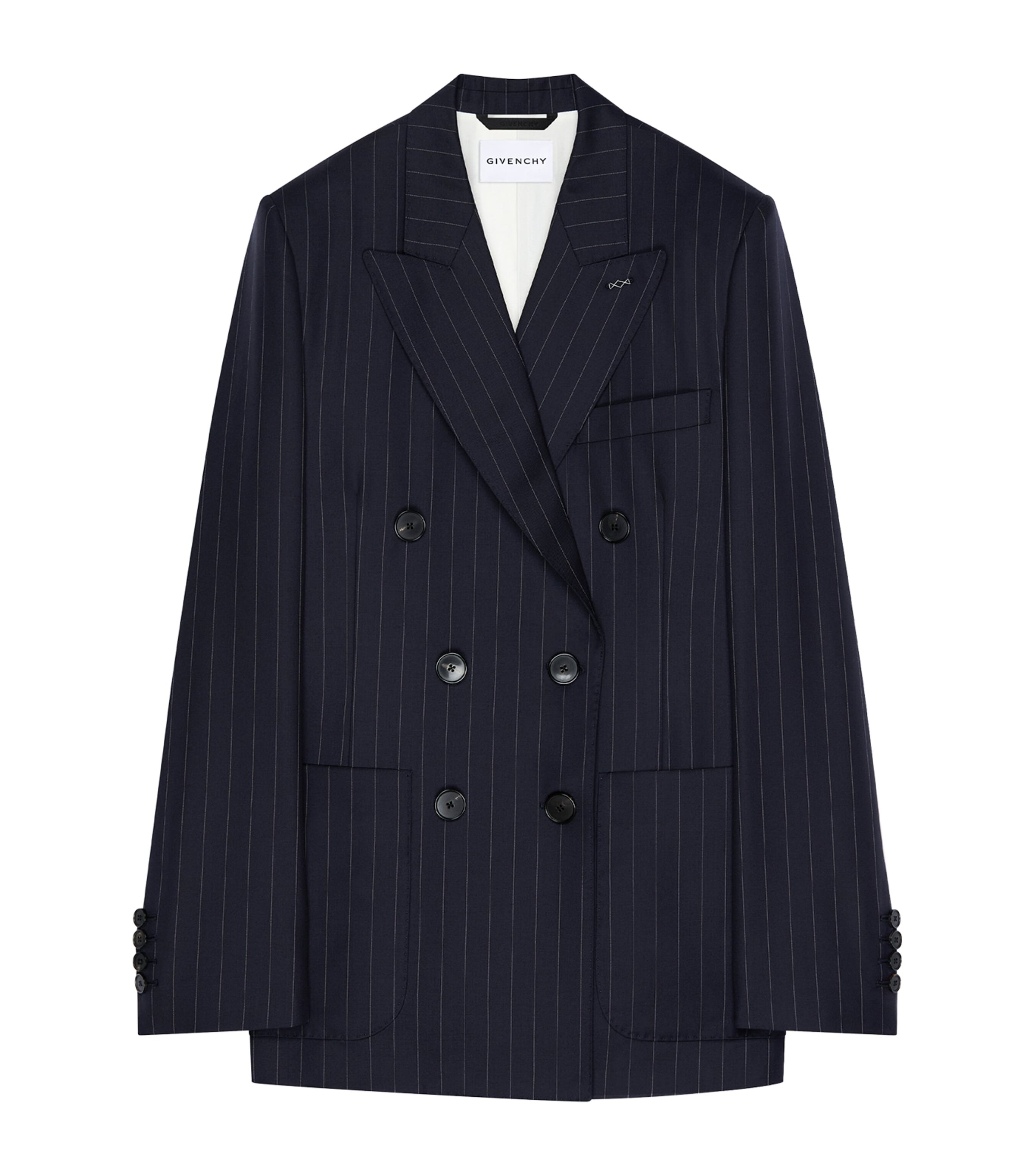 Givenchy Womens Wool Pinstripe Double-Breasted Blazer