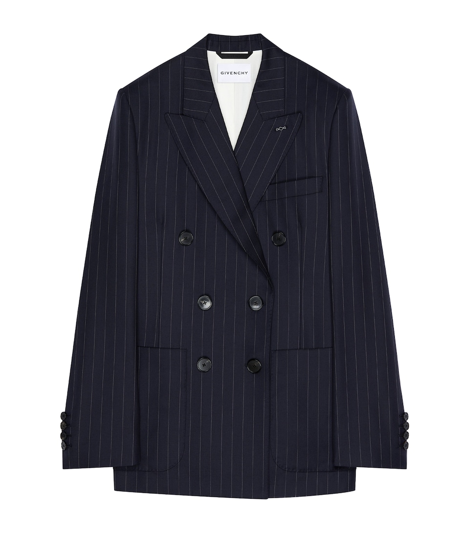 Givenchy Womens Wool Pinstripe Double-Breasted Blazer