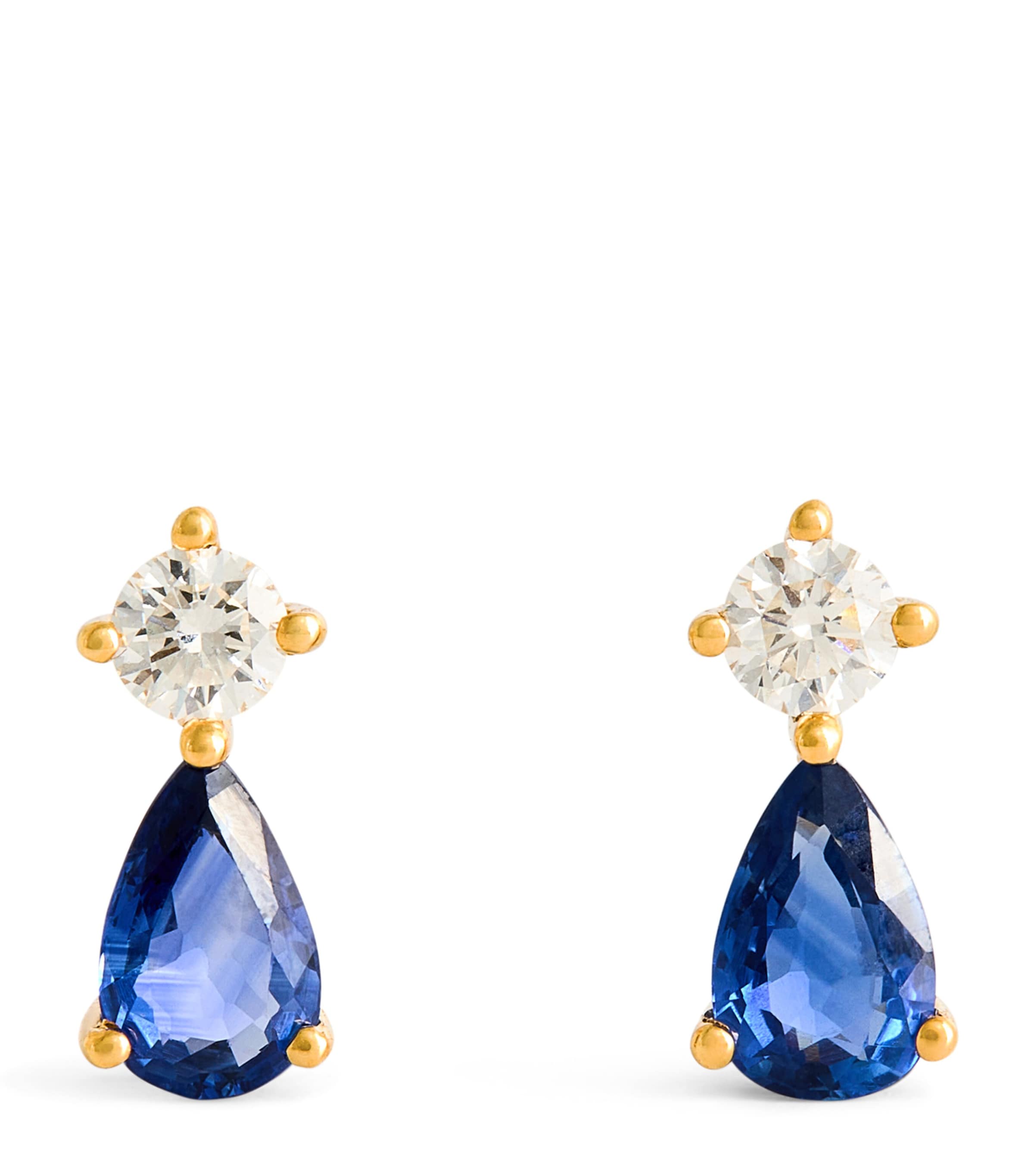 Yellow Gold, Diamond and Sapphire Violet Stud Earrings