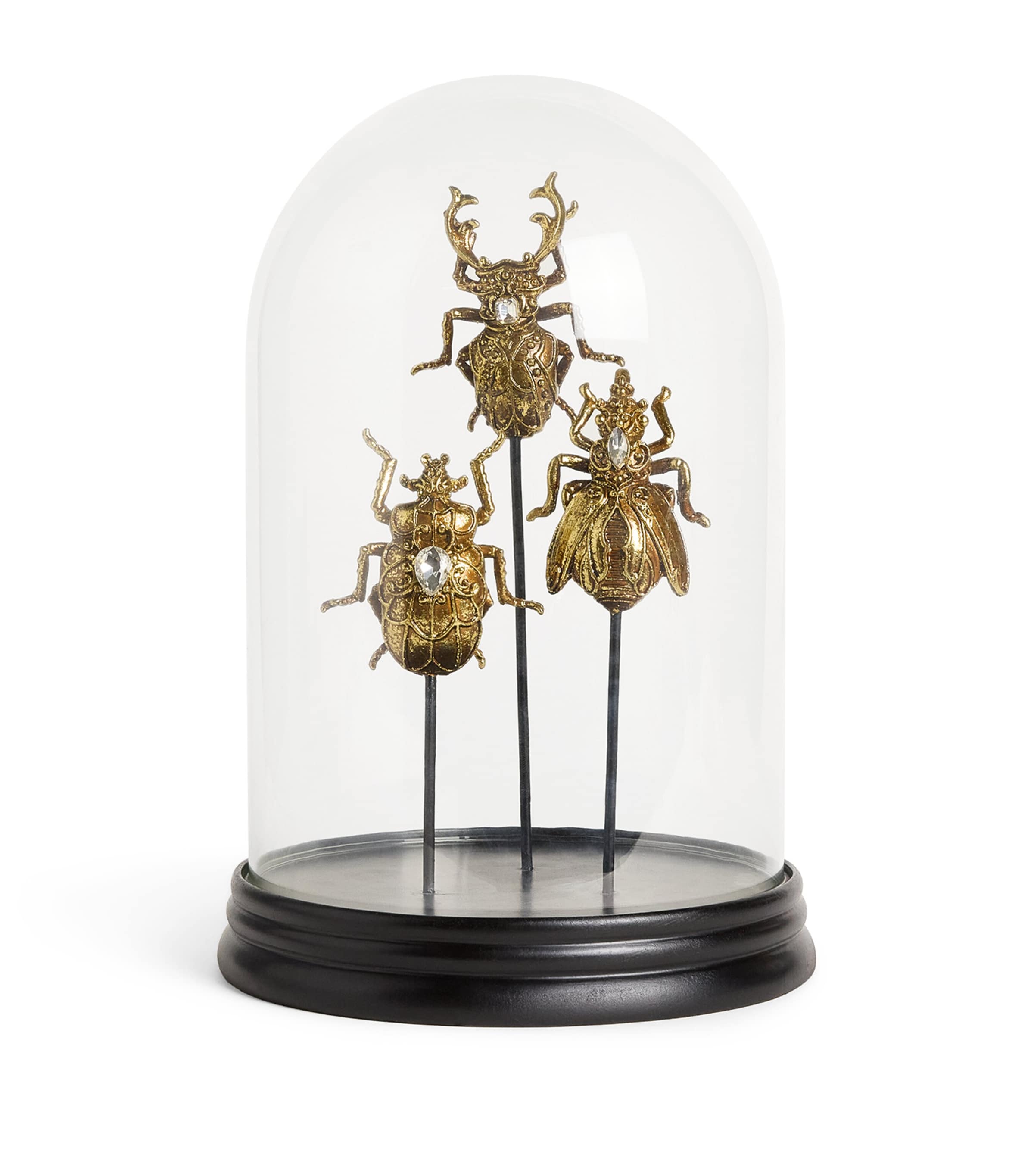 Glass Dome with Jewelled Bugs Decoration (33cm)