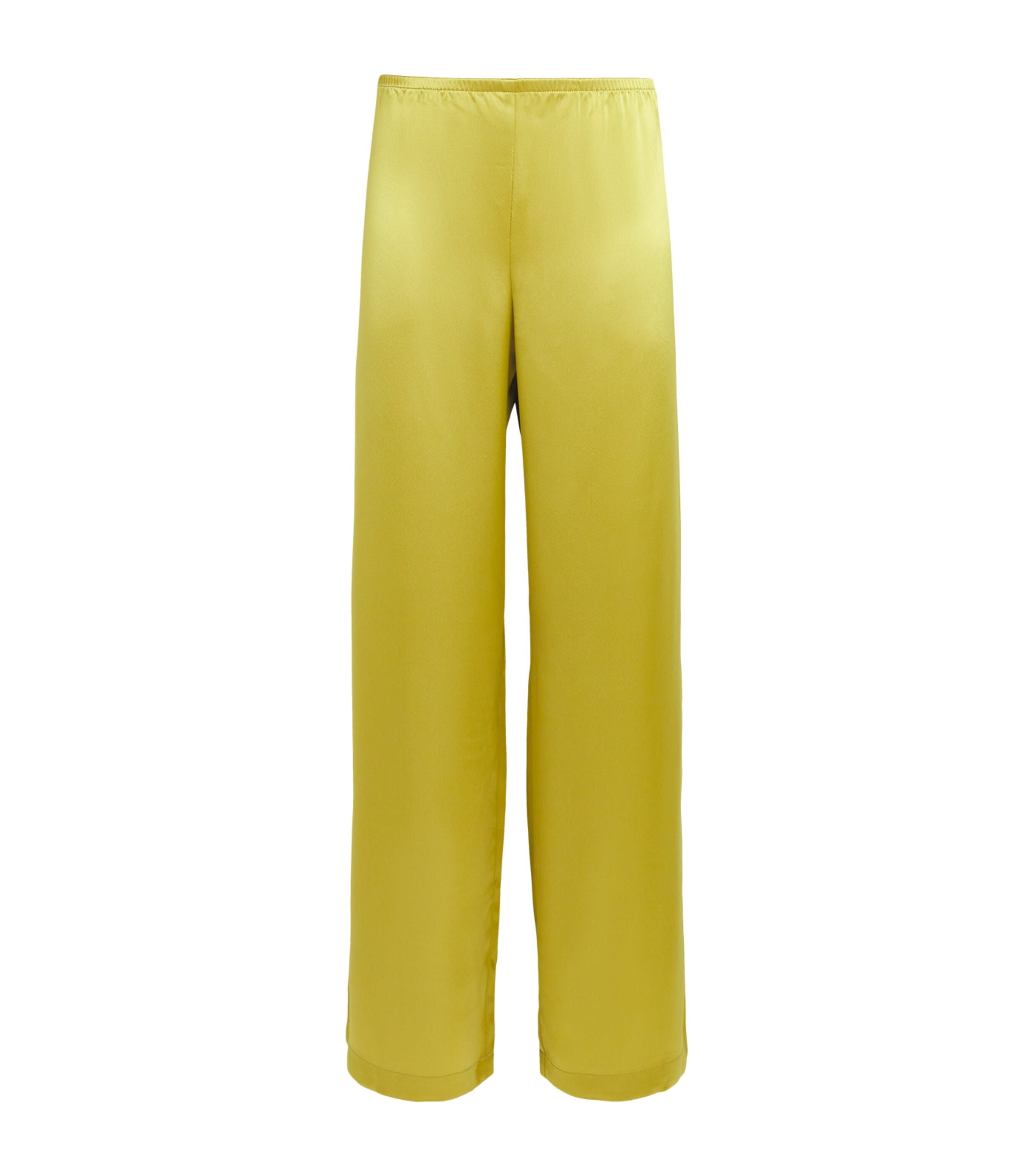 LESET Womens Satin Barb Wide-Leg Trousers Chartreuse
