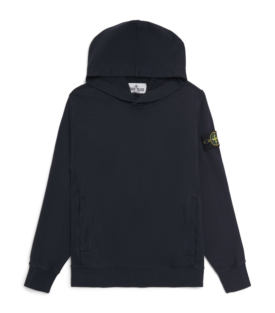 Stone Island Junior Organic Cotton Logo Hoodie (4-14 Years) Navy Blue