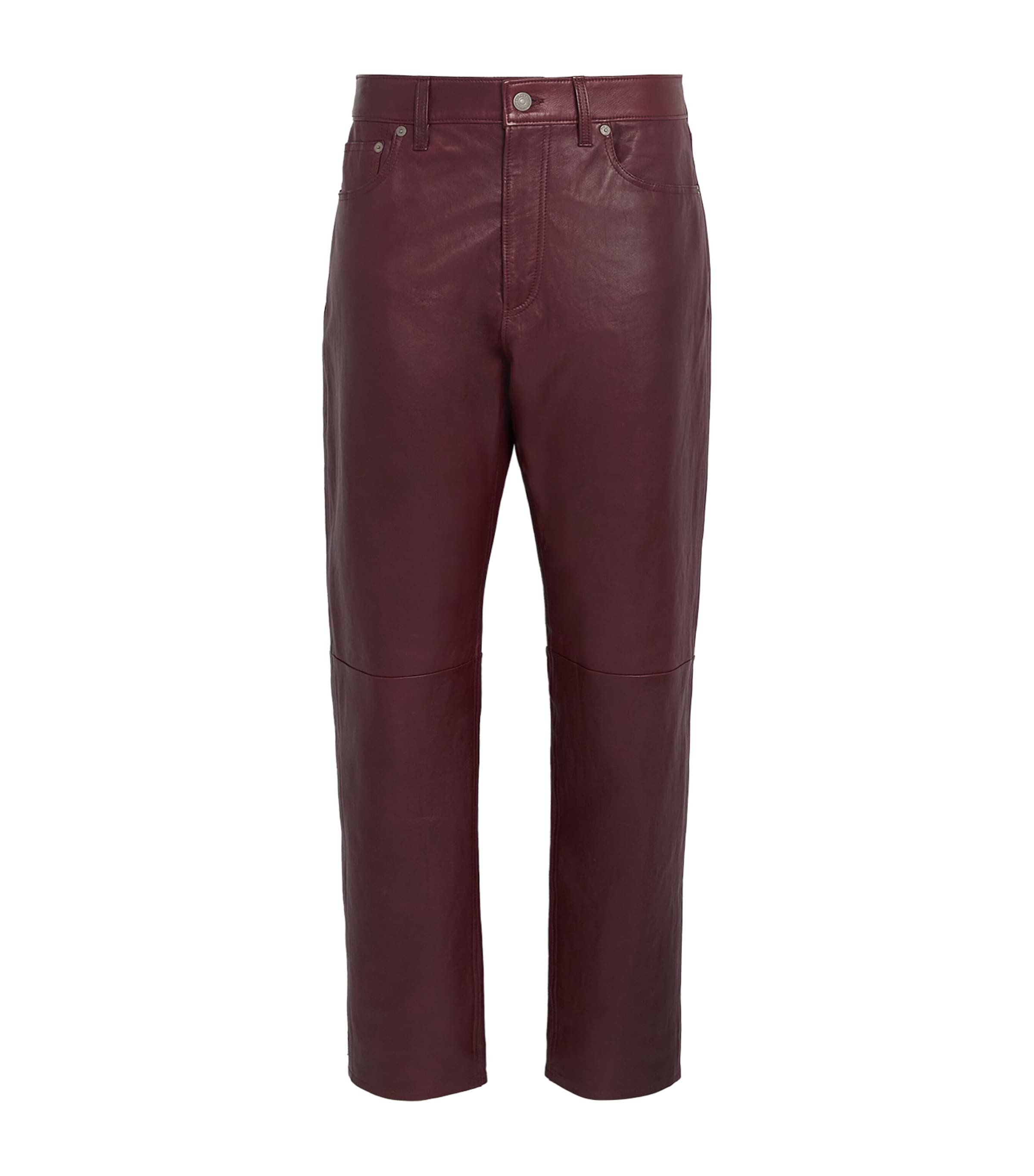 Polo Ralph Lauren Womens Straight Leather Trousers Midnight Merlot