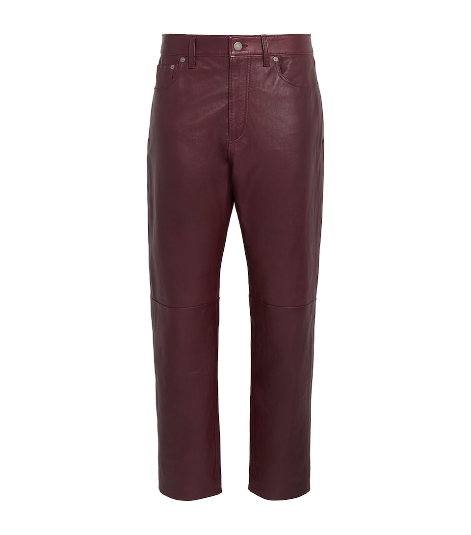 Polo Ralph Lauren Womens Straight Leather Trousers Midnight Merlot