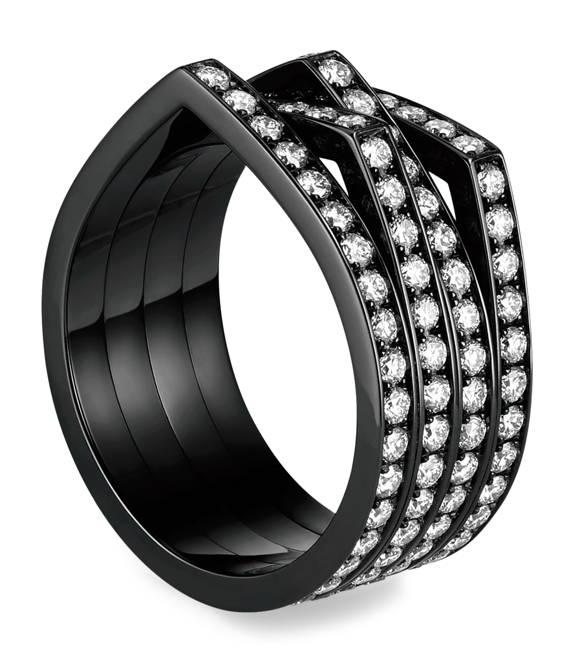 Repossi Black Gold and Diamond Antifer 4-Band Ring Black Gold