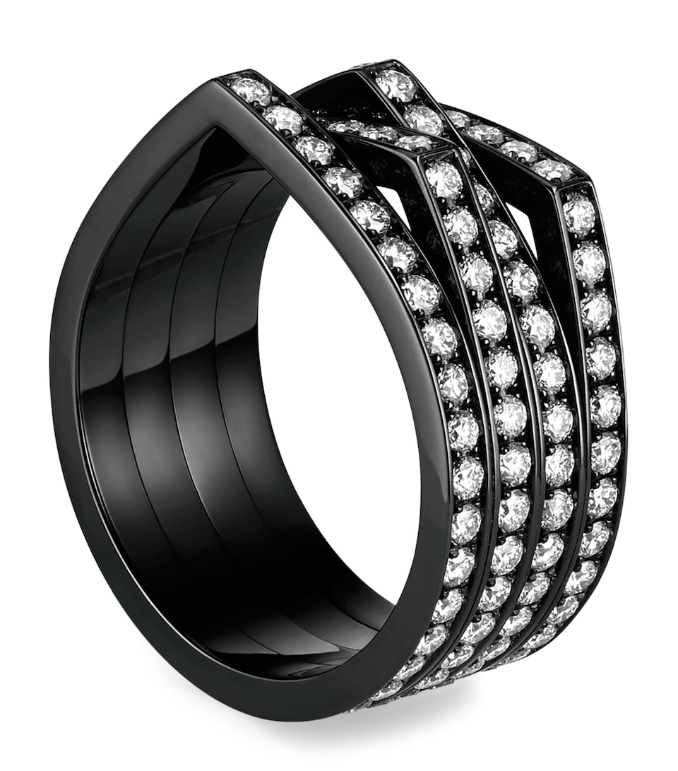 Repossi Black Gold and Diamond Antifer 4-Band Ring Black Gold