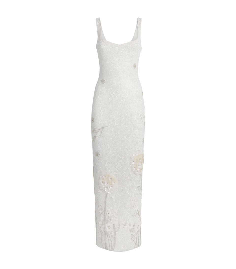 Clio Peppiatt Womens Embellished Hummingbird Gown Ivory