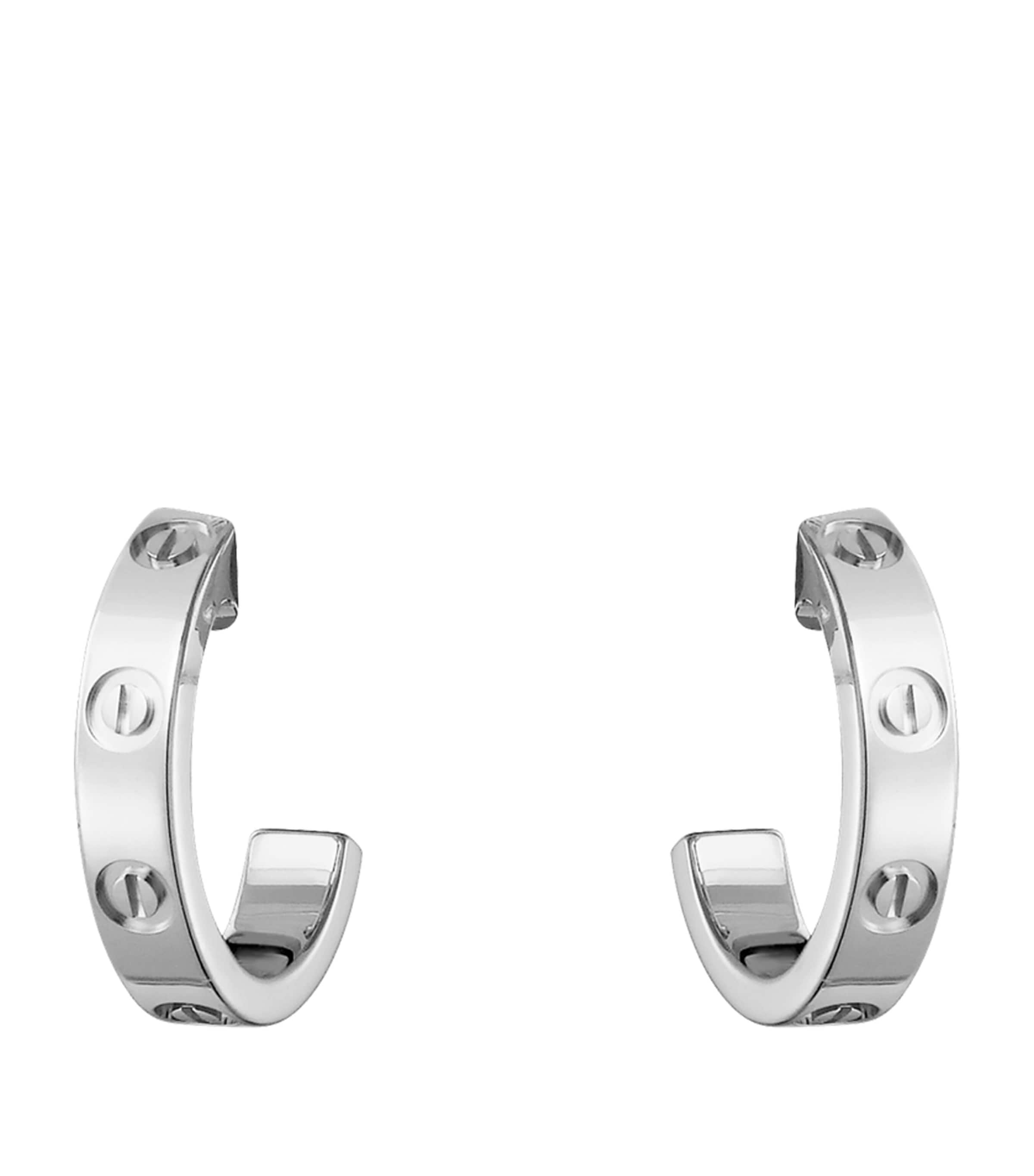 White Gold LOVE Hoop Earrings