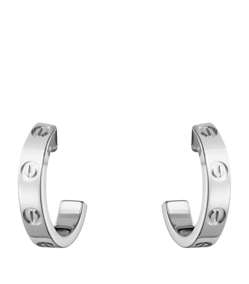 White Gold LOVE Hoop Earrings