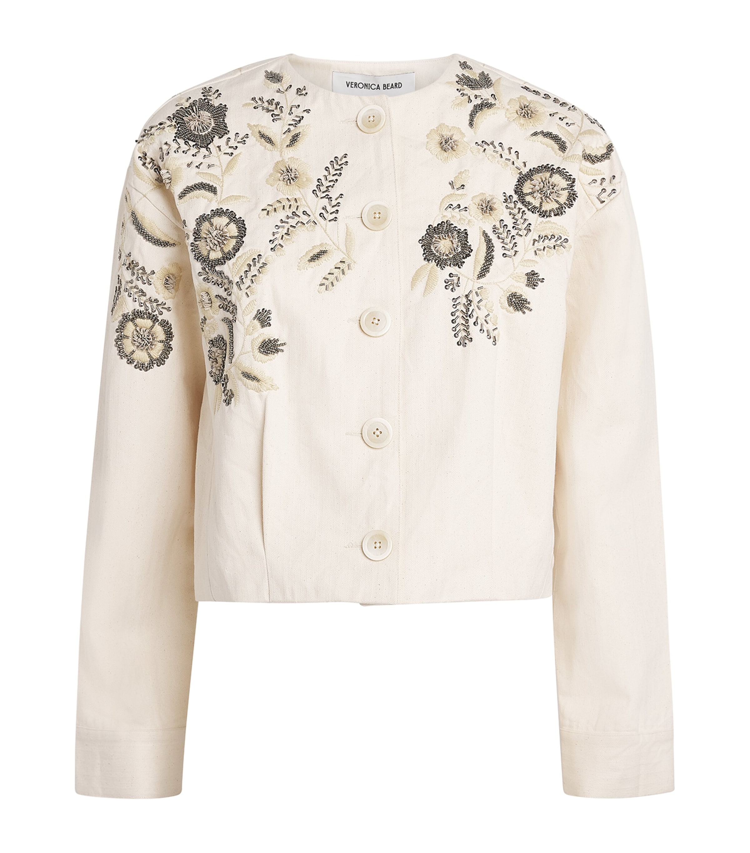 Veronica Beard Womens Embroidered Emeren Jacket Ecru