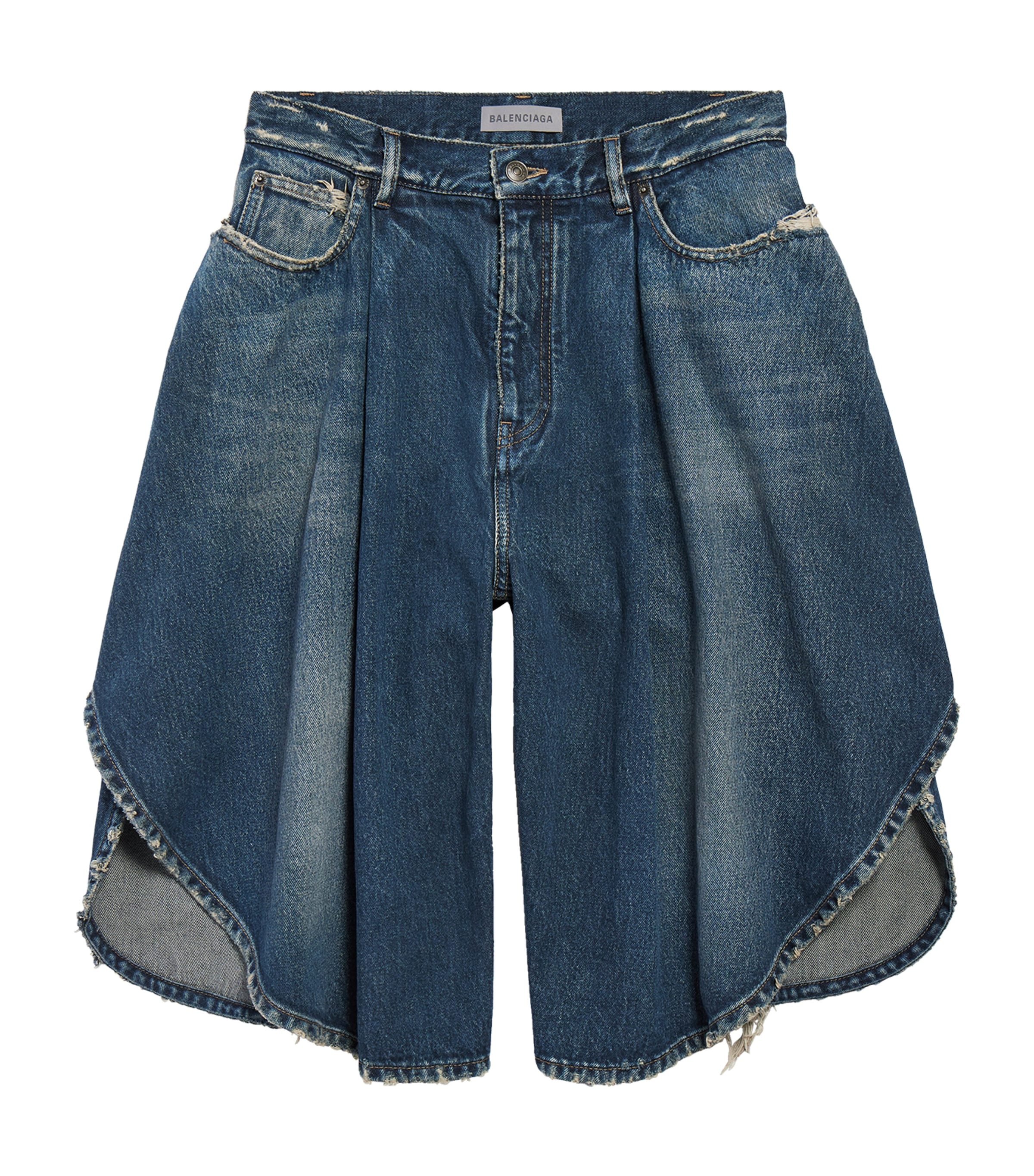 Balenciaga Womens Tulip Denim Shorts