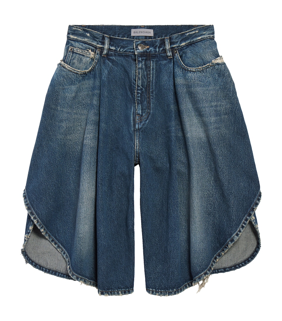 Balenciaga Womens Tulip Denim Shorts