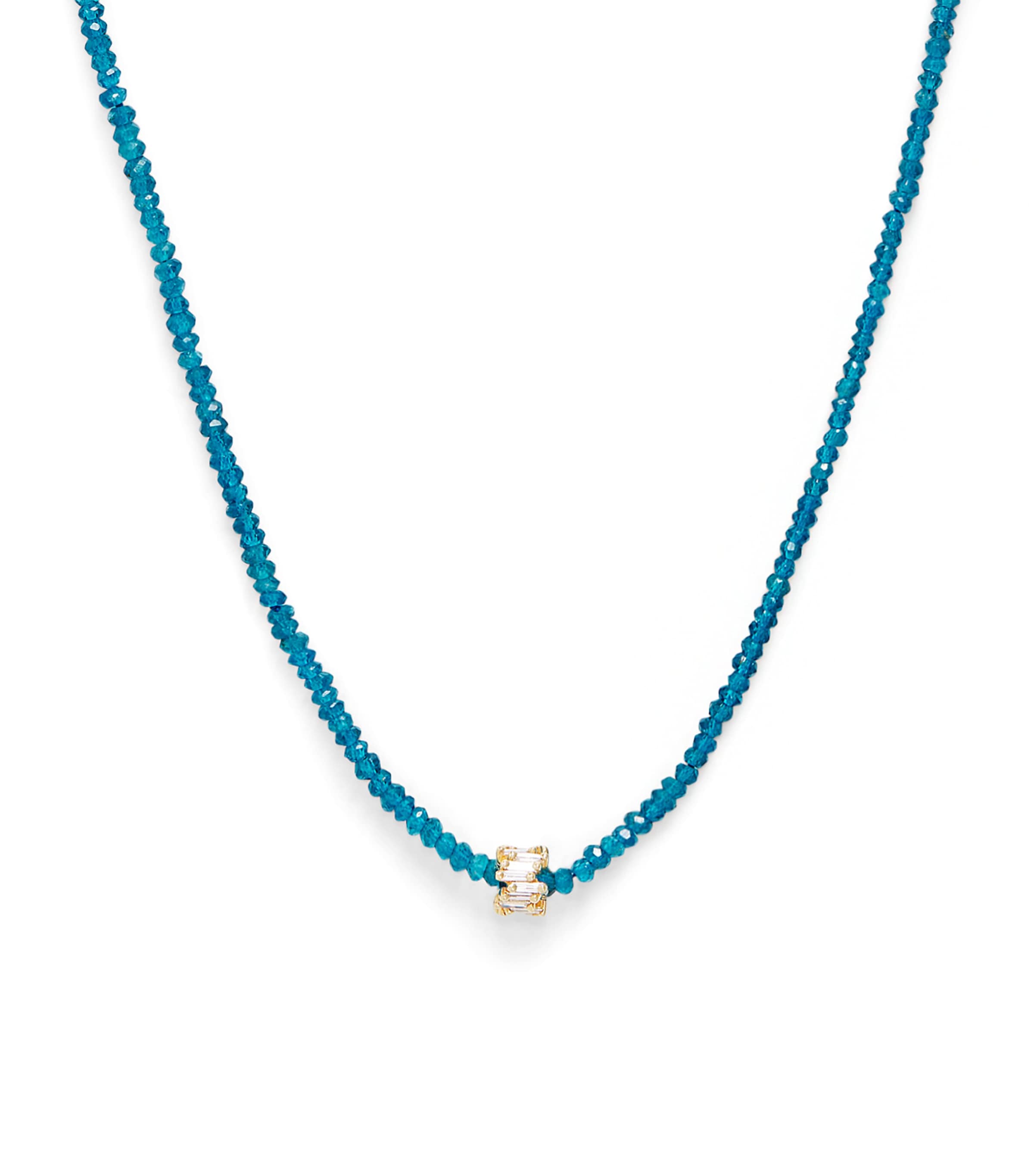 Gold, Diamond and Dark Apatite Infinite Beaded Necklace
