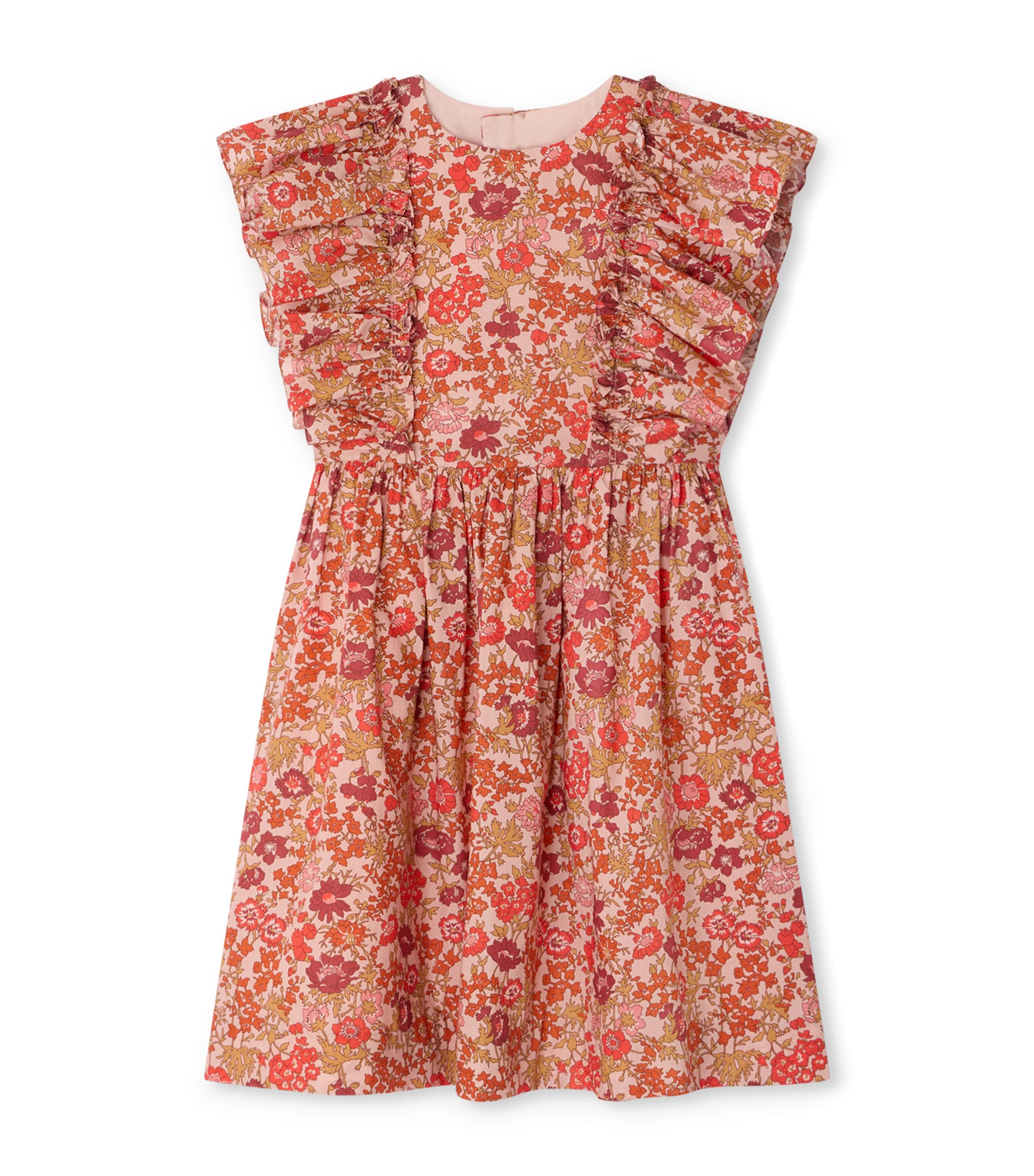 Bonpoint Cotton Floral Lizzy Dress (10-14 Years) Fleurs Rose