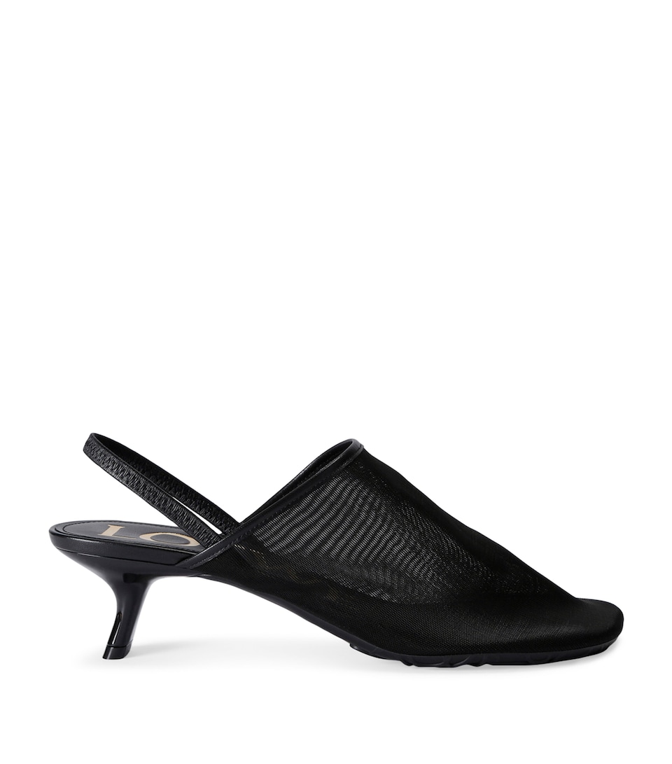 Mesh Petal Slingback Pumps