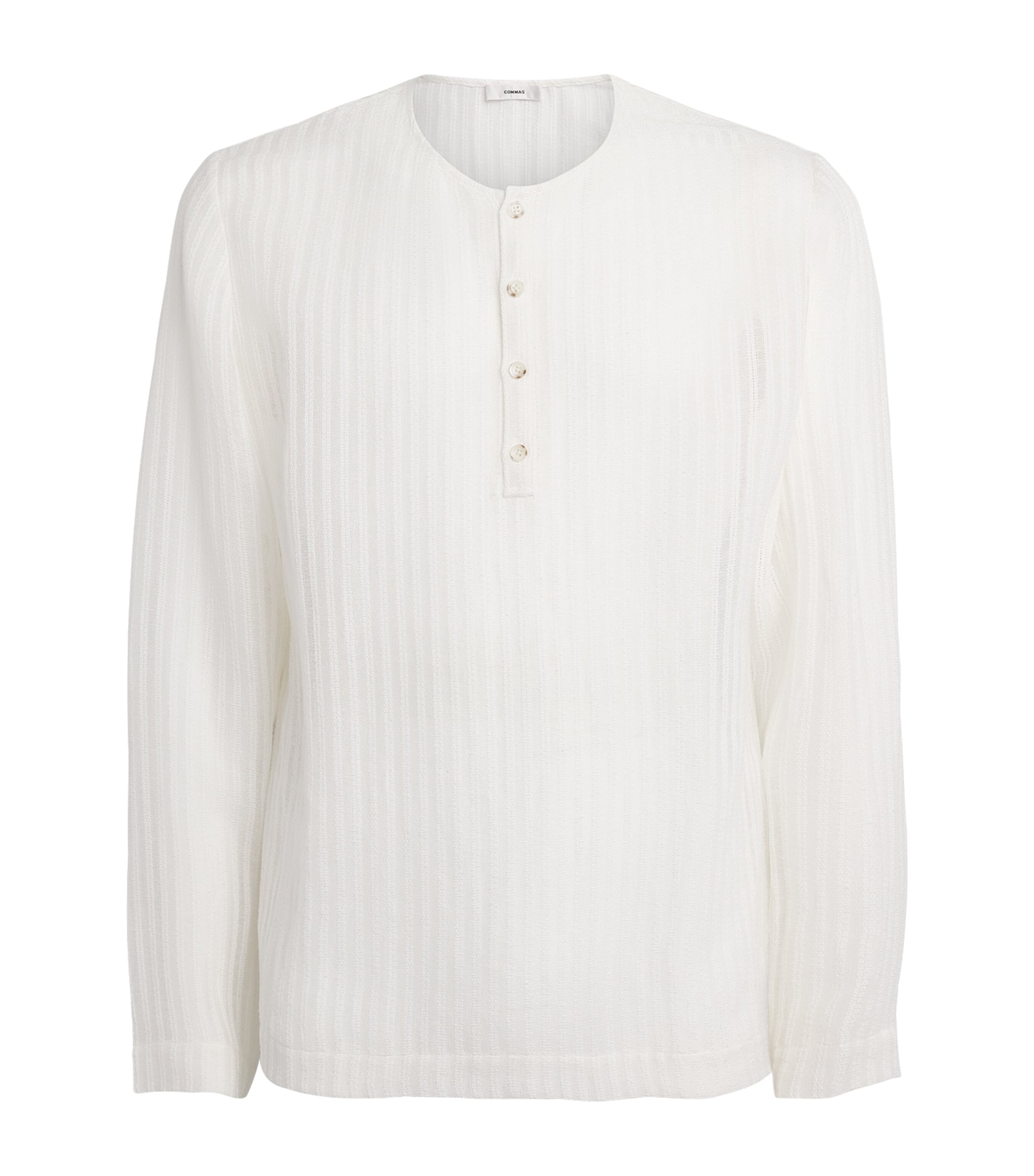 COMMAS Mens Sheer Stripe Henley T-Shirt White