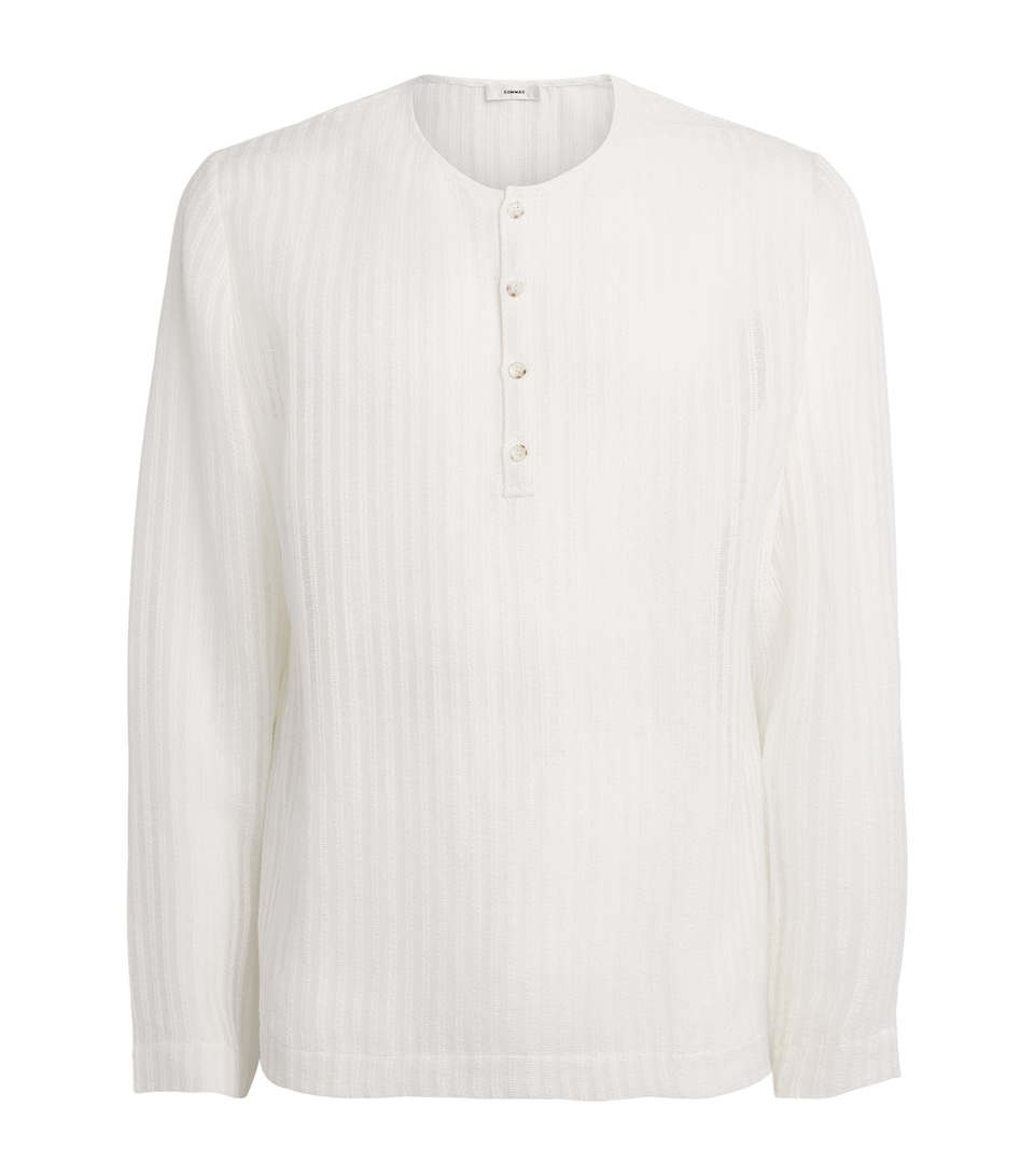 COMMAS Mens Sheer Stripe Henley T-Shirt White
