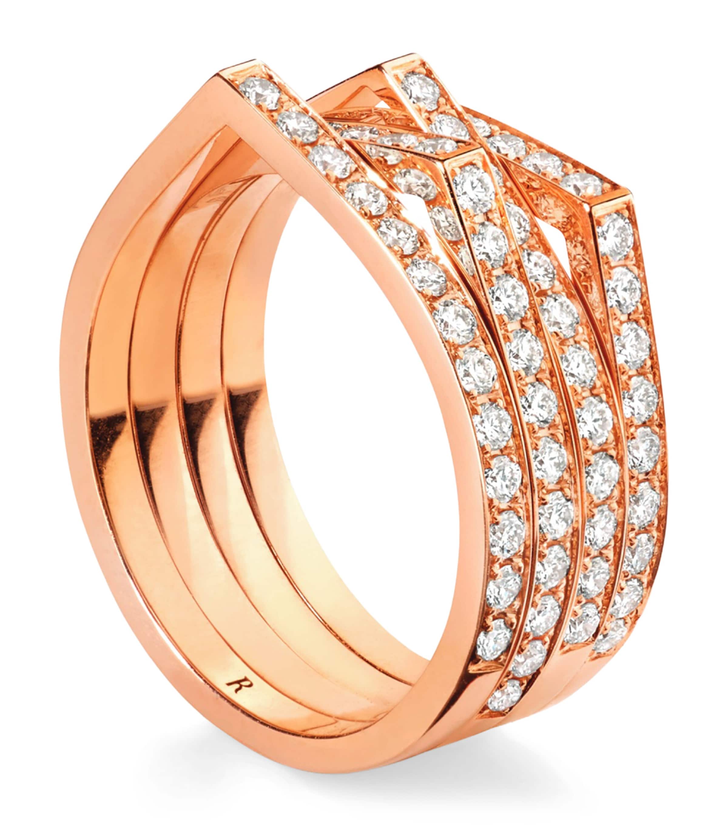 Repossi Rose Gold and Diamond Antifer Ring Pink Gold
