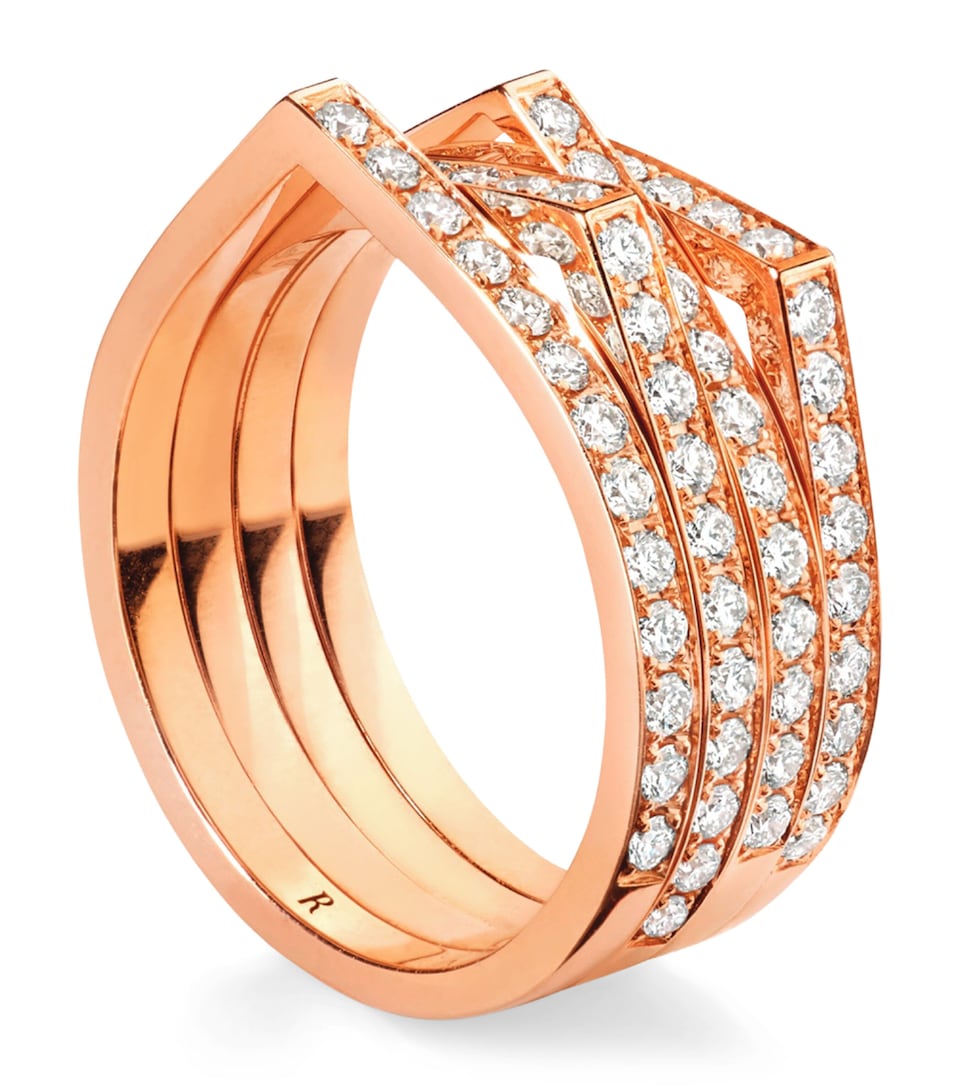 Repossi Rose Gold and Diamond Antifer Ring Pink Gold