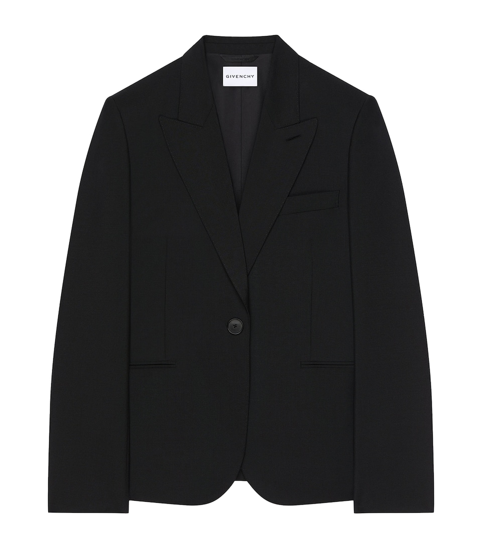 Givenchy Womens Wool-Mohair Single-Breasted Blazer Black